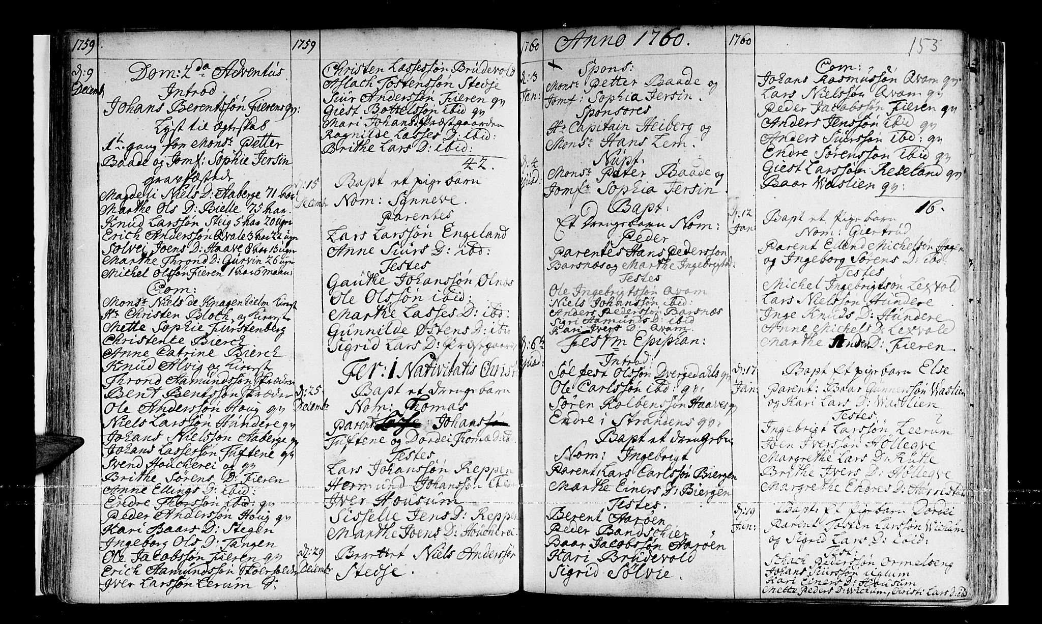 Sogndal sokneprestembete, SAB/A-81301/H/Haa/Haaa/L0003: Parish register (official) no. A 3, 1747-1768, p. 153
