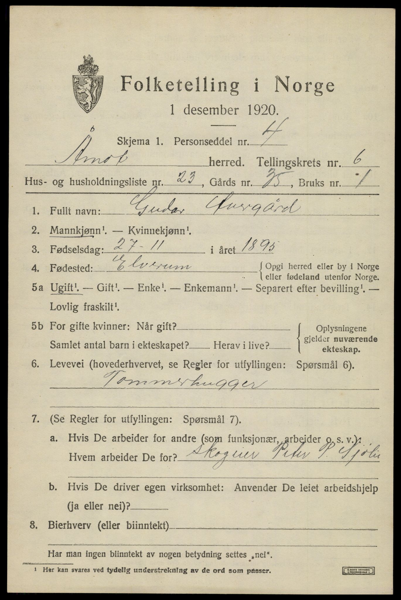 SAH, 1920 census for Åmot, 1920, p. 7651