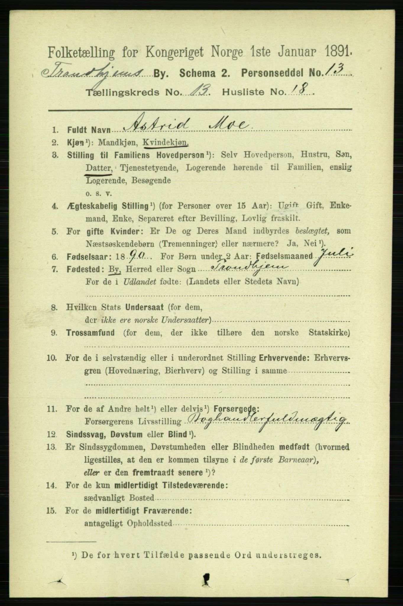 RA, 1891 census for 1601 Trondheim, 1891, p. 10427