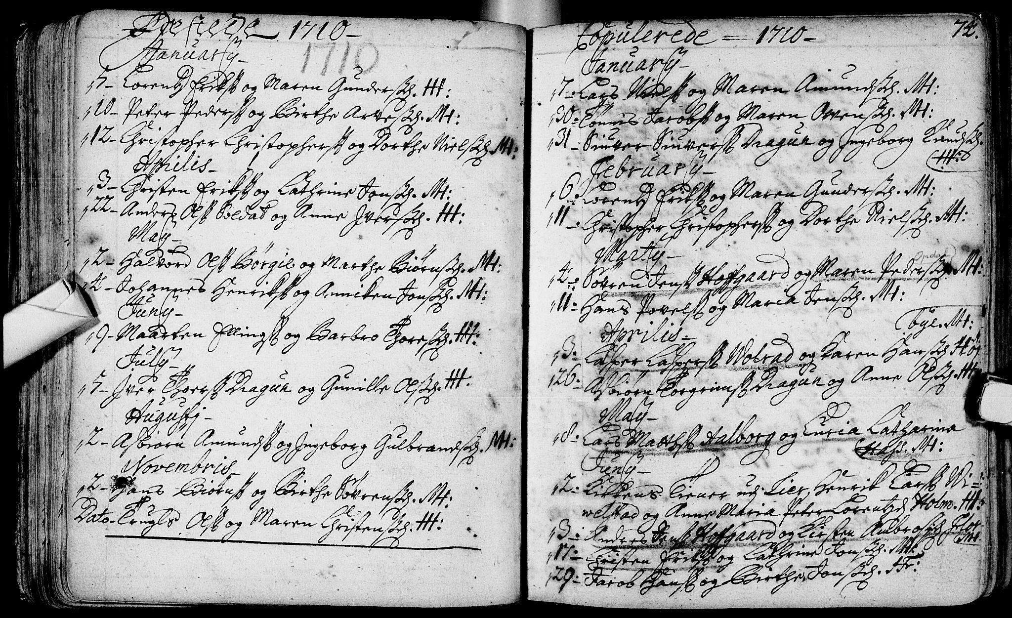 Bragernes kirkebøker, SAKO/A-6/F/Fa/L0003: Parish register (official) no. I 3, 1706-1734, p. 74