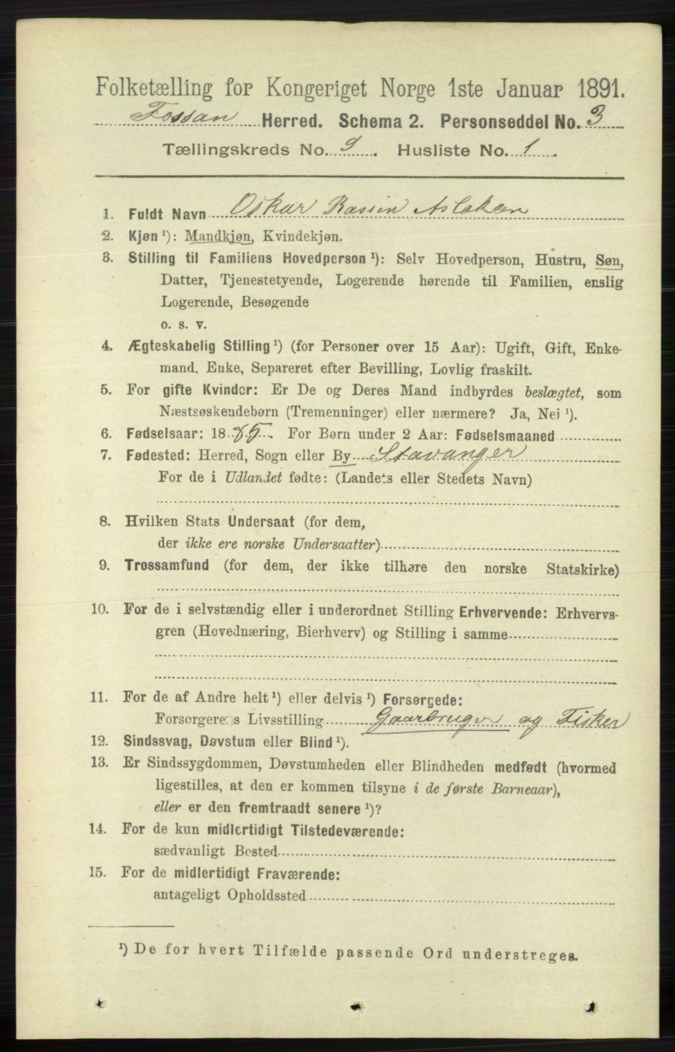 RA, 1891 census for 1129 Forsand, 1891, p. 1473