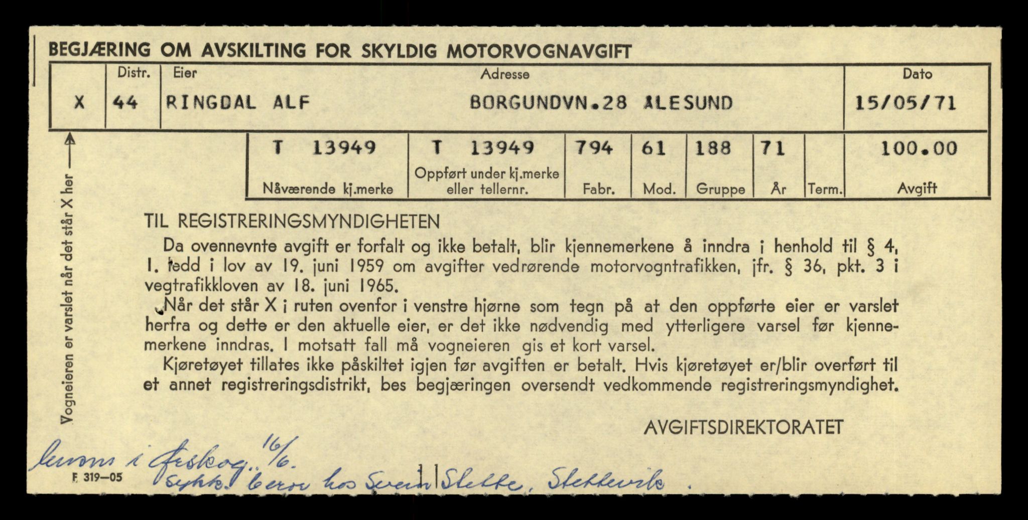Møre og Romsdal vegkontor - Ålesund trafikkstasjon, AV/SAT-A-4099/F/Fe/L0042: Registreringskort for kjøretøy T 13906 - T 14079, 1927-1998, p. 717