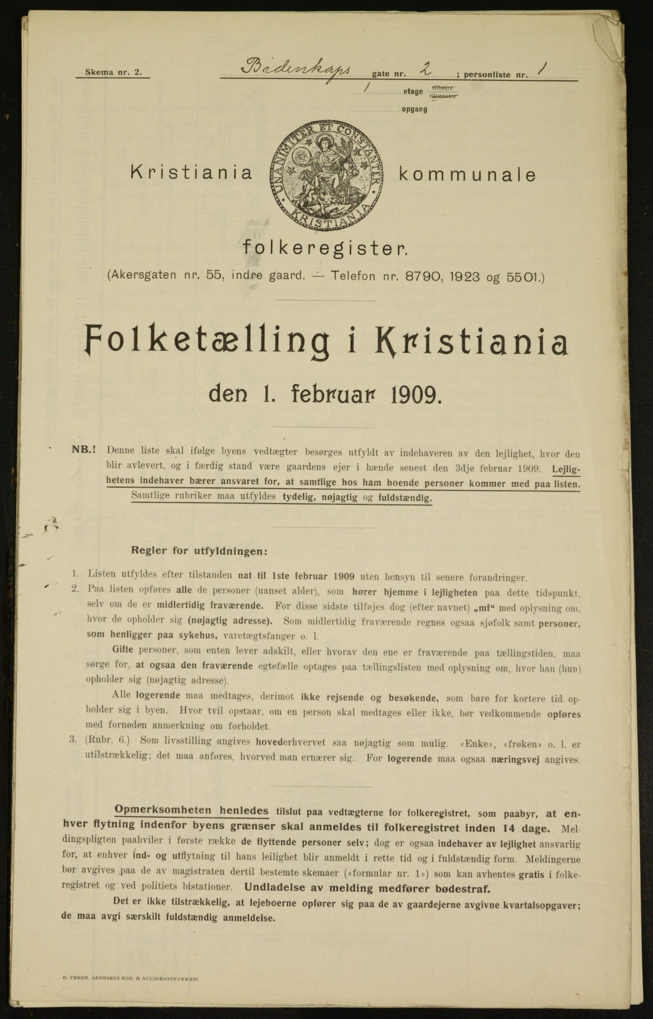 OBA, Municipal Census 1909 for Kristiania, 1909, p. 4374