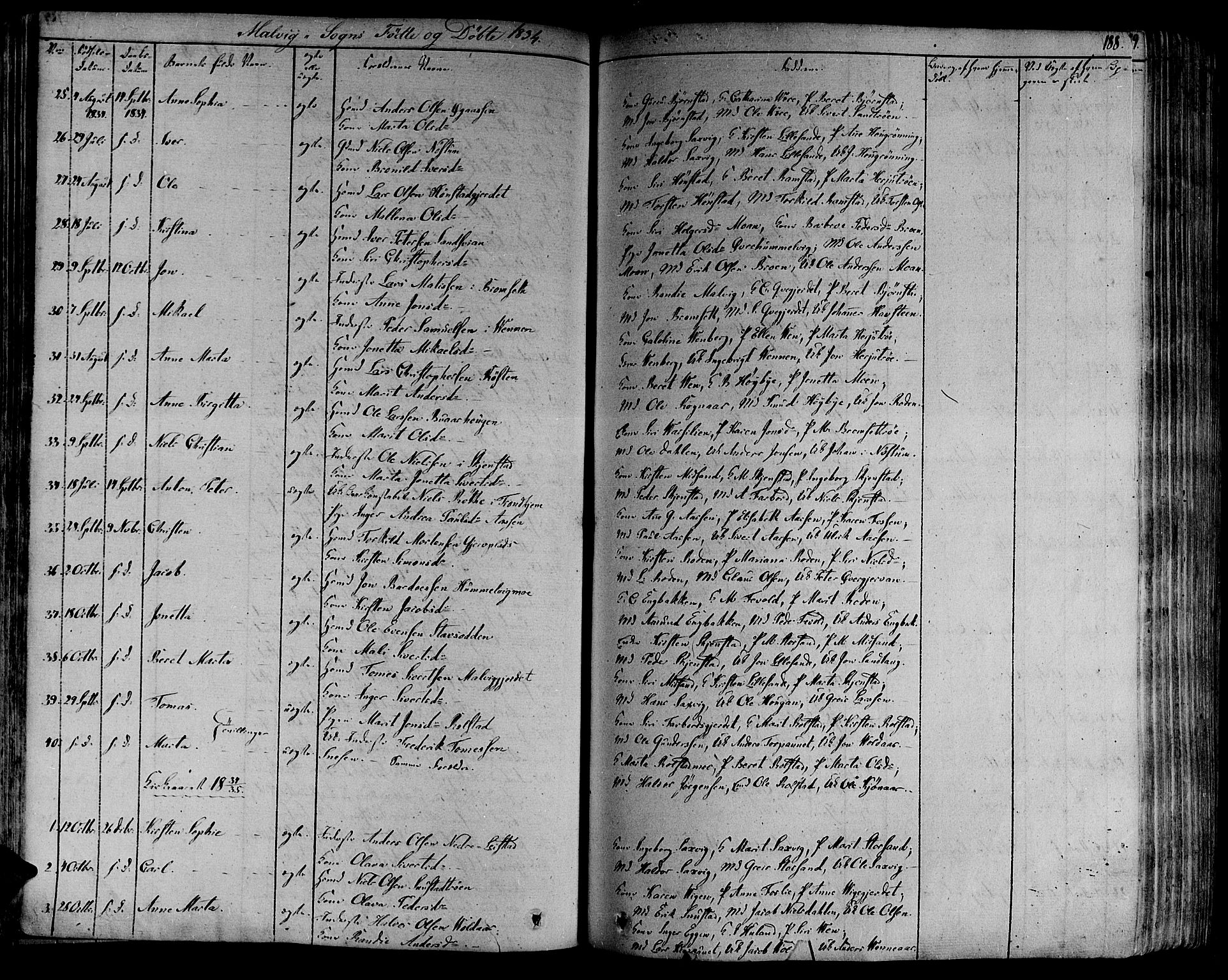 Ministerialprotokoller, klokkerbøker og fødselsregistre - Sør-Trøndelag, AV/SAT-A-1456/606/L0288: Parish register (official) no. 606A04 /3, 1826-1840, p. 188