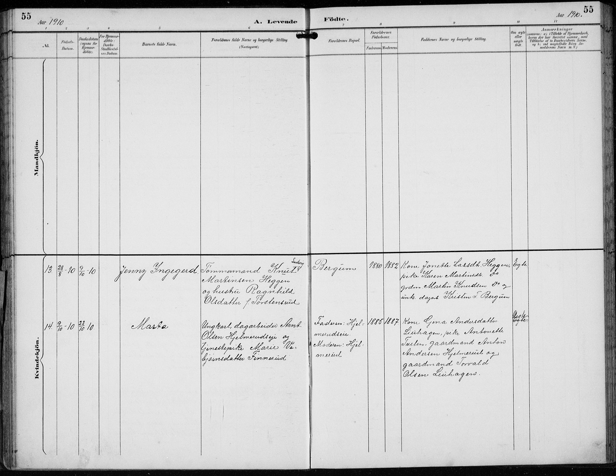 Lunder kirkebøker, AV/SAKO-A-629/F/Fb/L0001: Parish register (official) no. II 1, 1893-1916, p. 55