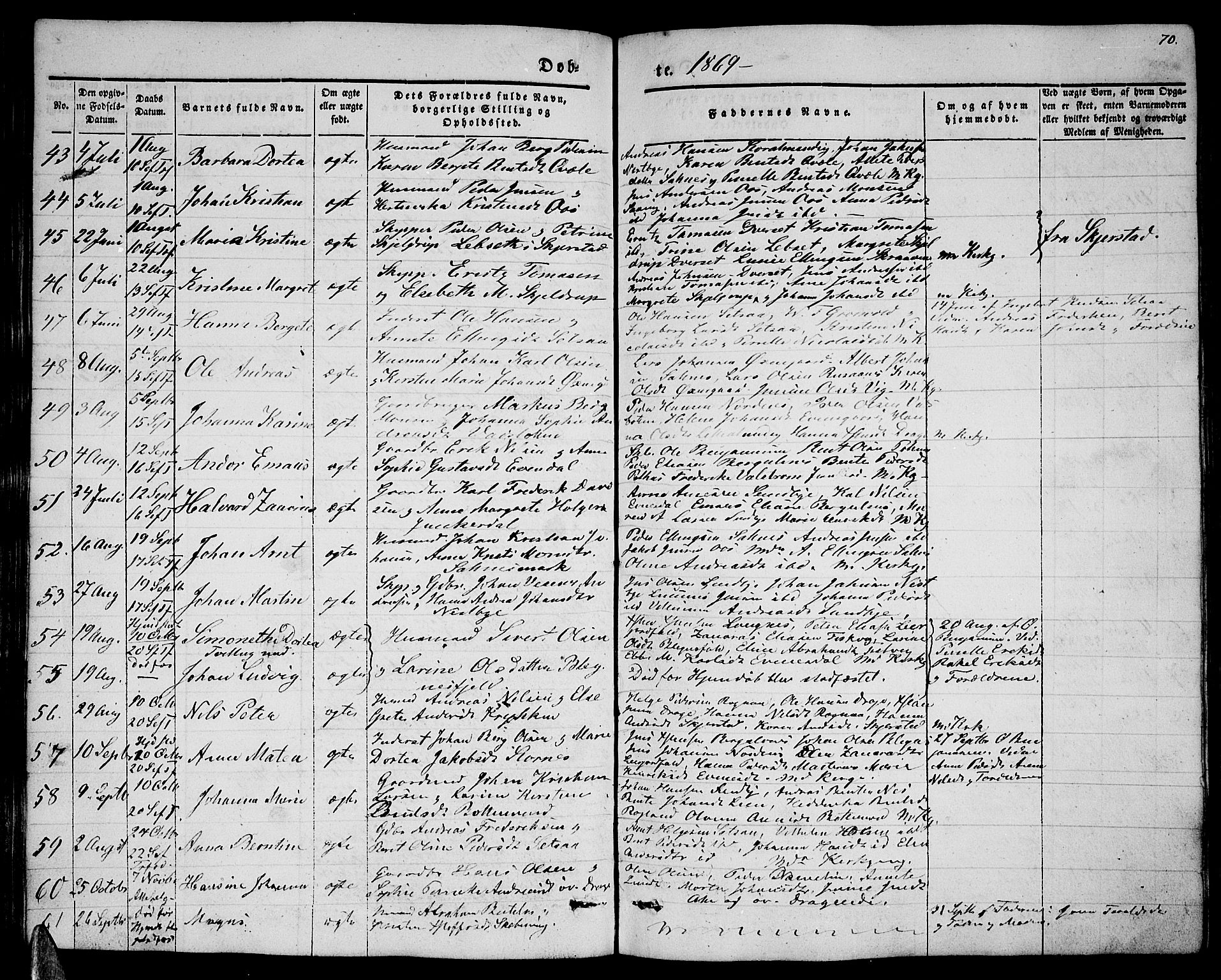Ministerialprotokoller, klokkerbøker og fødselsregistre - Nordland, SAT/A-1459/847/L0678: Parish register (copy) no. 847C06, 1854-1870, p. 70