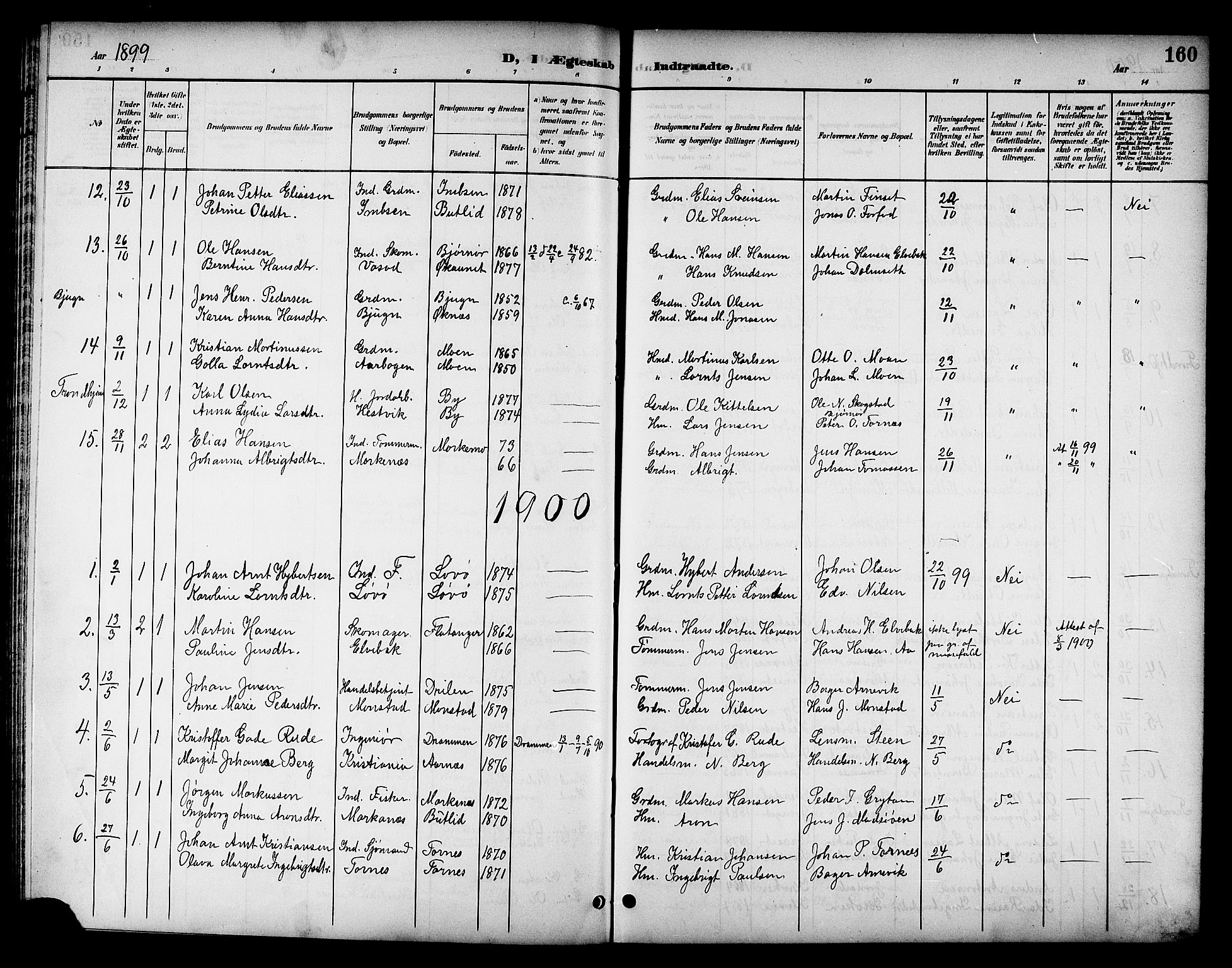 Ministerialprotokoller, klokkerbøker og fødselsregistre - Sør-Trøndelag, SAT/A-1456/655/L0688: Parish register (copy) no. 655C04, 1899-1922, p. 160