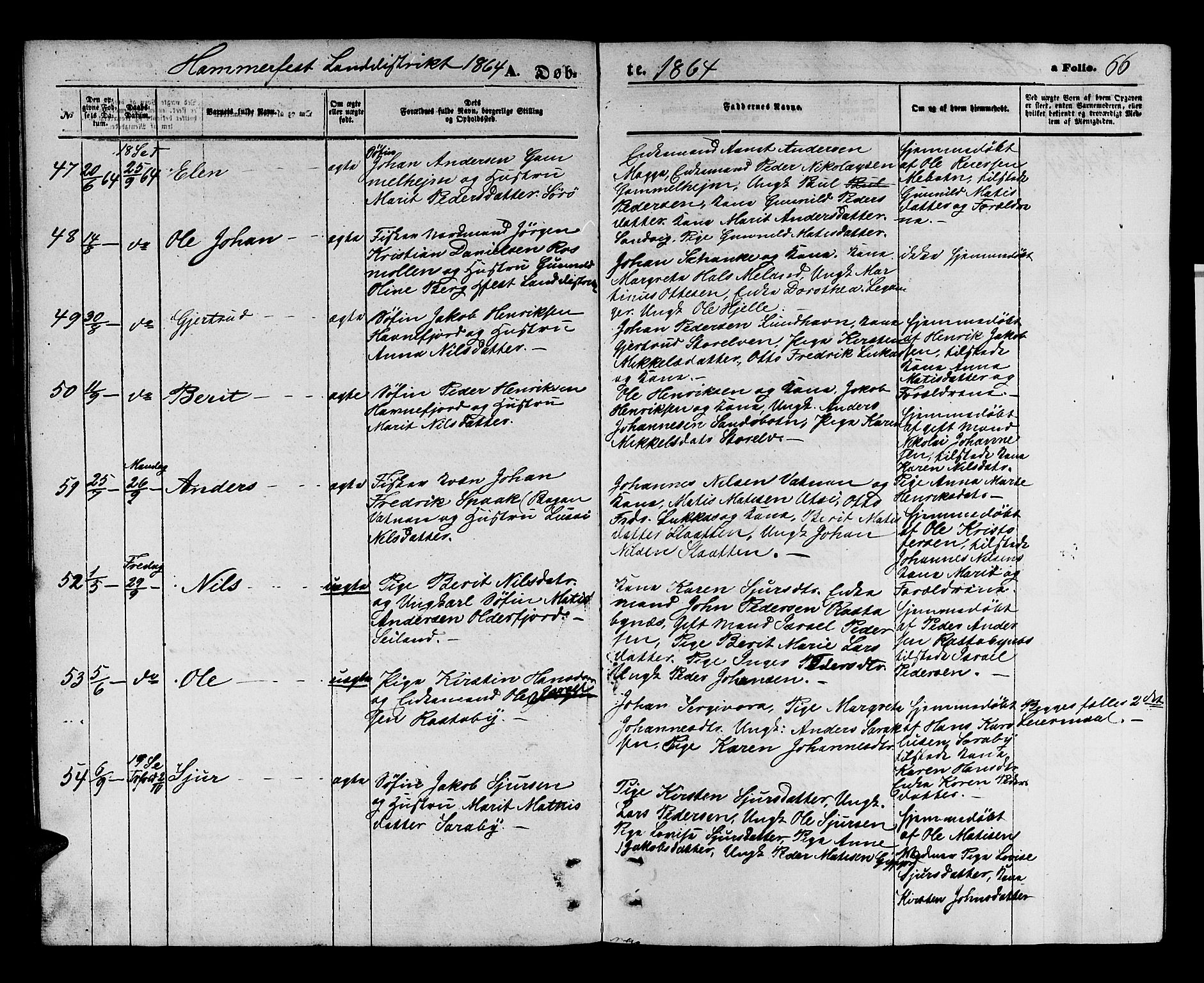 Hammerfest sokneprestkontor, AV/SATØ-S-1347/H/Hb/L0003.klokk: Parish register (copy) no. 3 /2, 1863-1868, p. 66