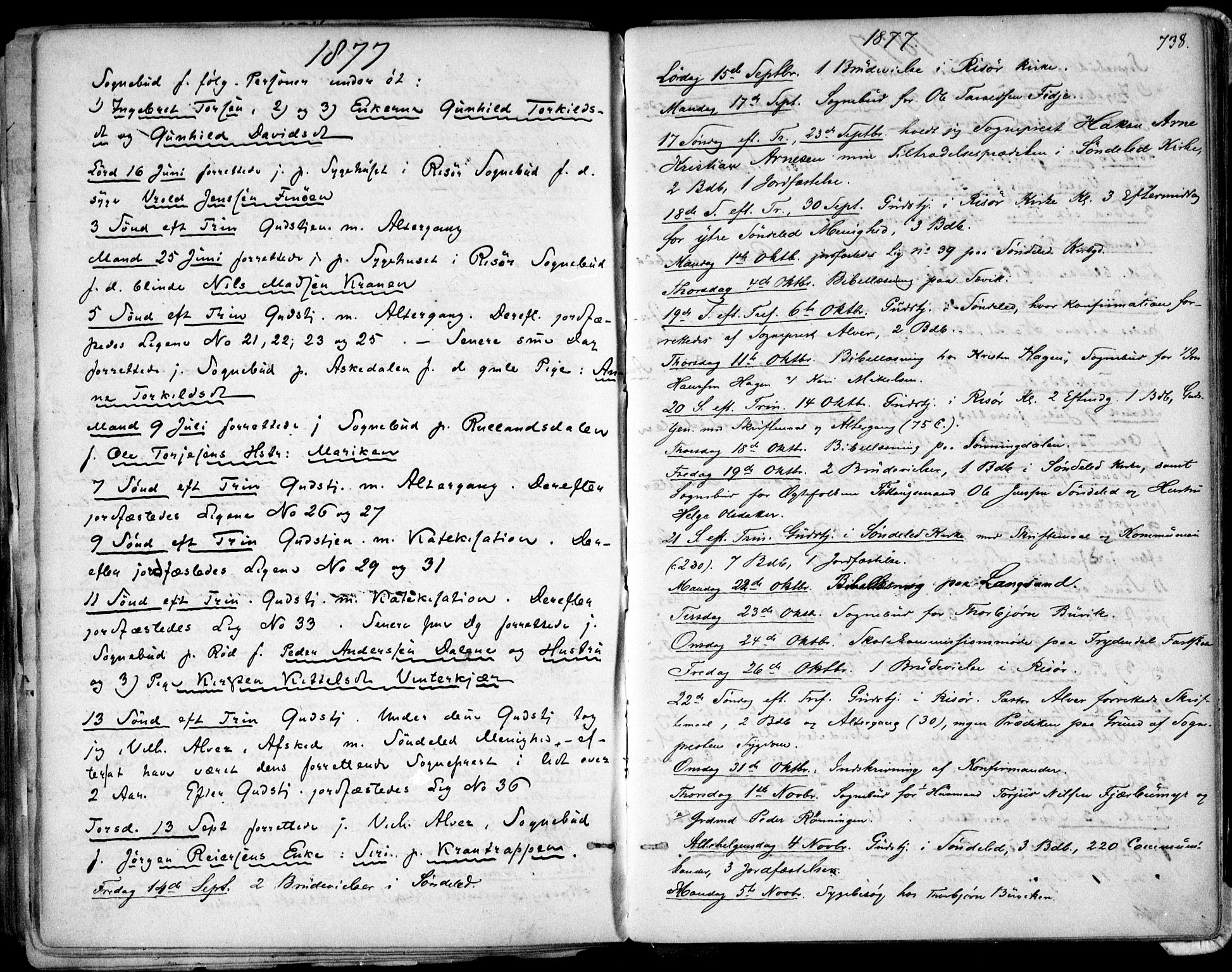 Søndeled sokneprestkontor, AV/SAK-1111-0038/F/Fa/L0003: Parish register (official) no. A 3, 1861-1879, p. 738
