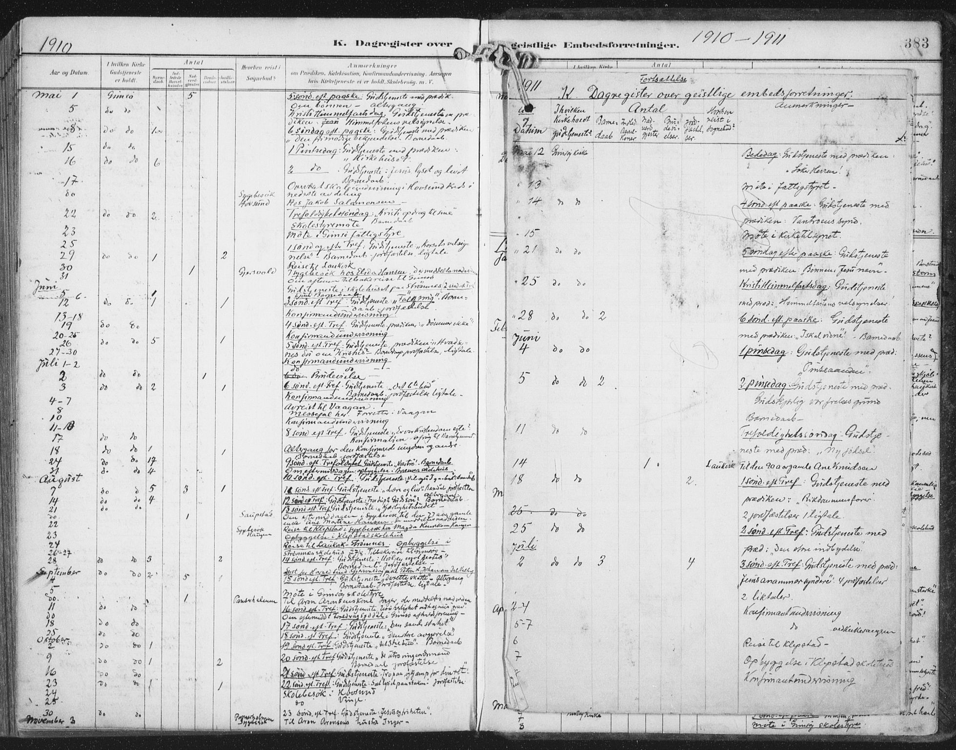 Ministerialprotokoller, klokkerbøker og fødselsregistre - Nordland, AV/SAT-A-1459/876/L1098: Parish register (official) no. 876A04, 1896-1915, p. 383