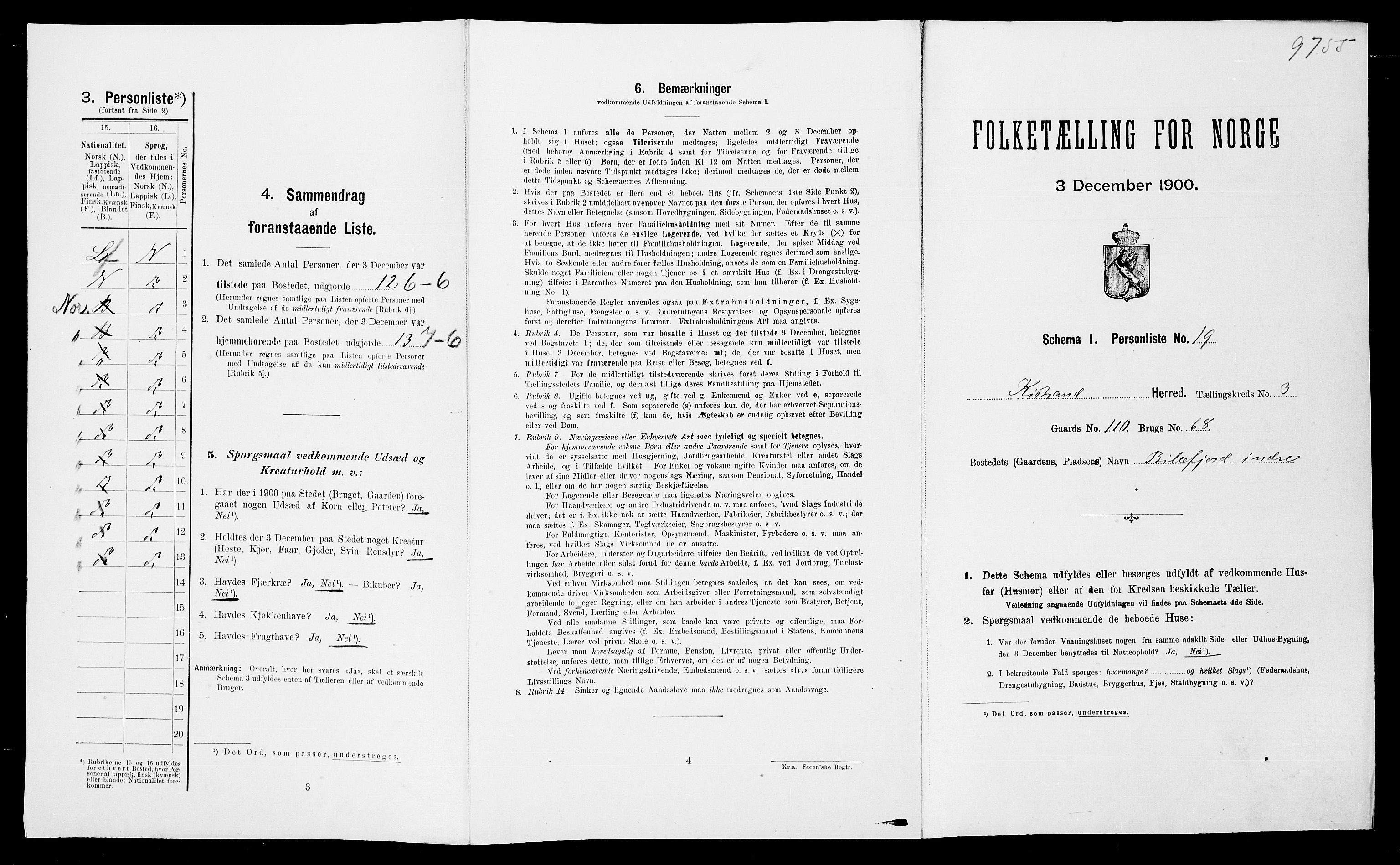 SATØ, 1900 census for Kistrand, 1900, p. 236