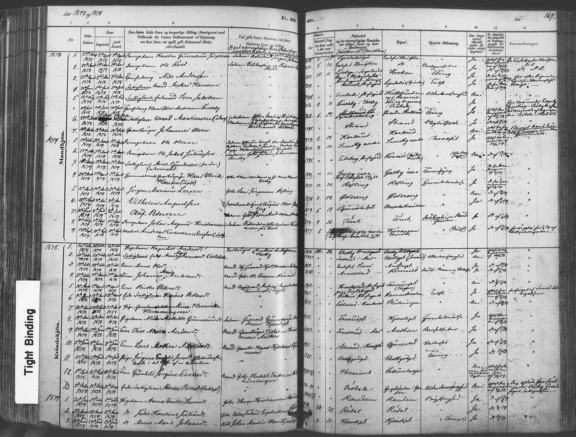 Vestby prestekontor Kirkebøker, SAO/A-10893/F/Fa/L0009: Parish register (official) no. I 9, 1878-1900, p. 167