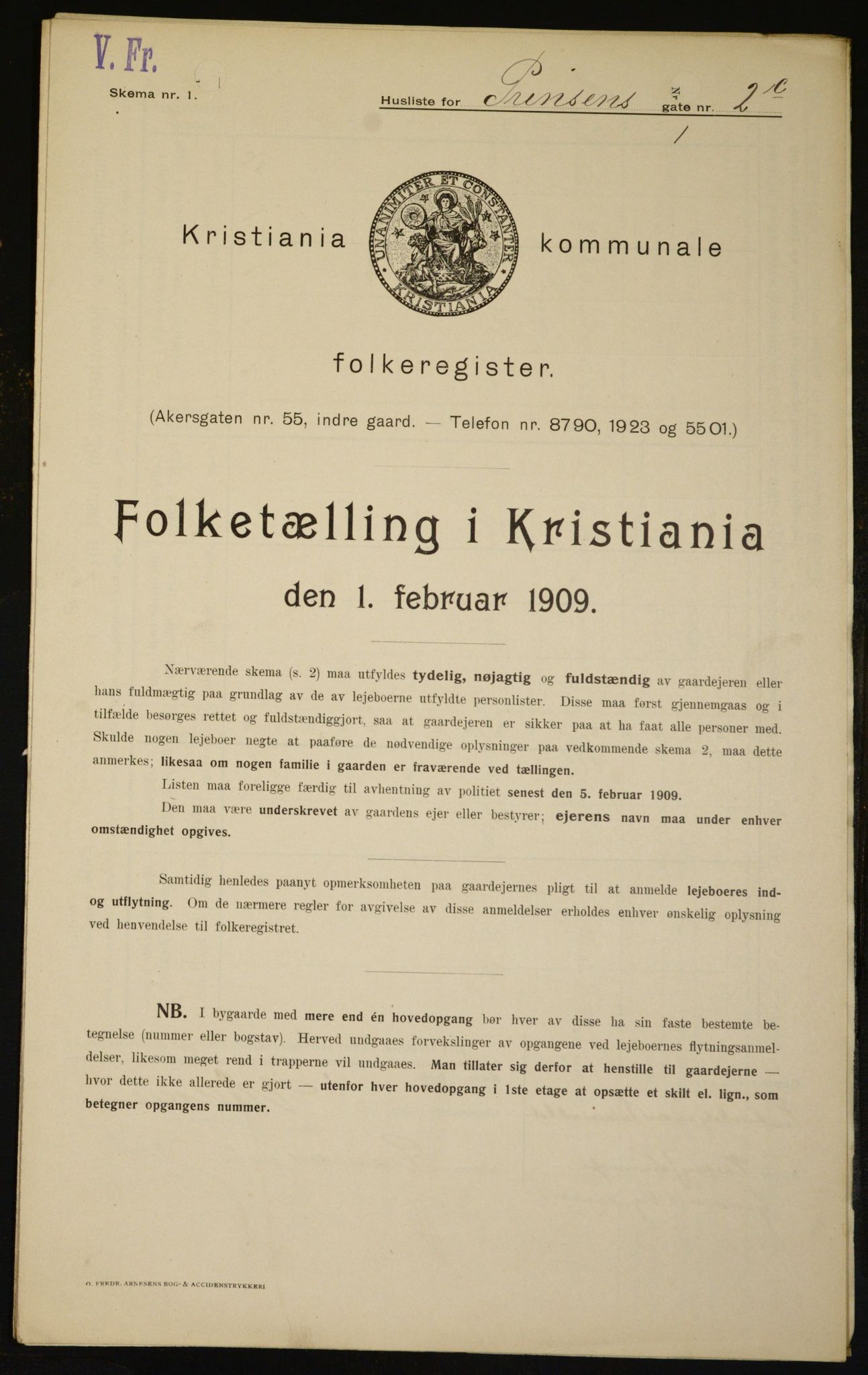 OBA, Municipal Census 1909 for Kristiania, 1909, p. 73505