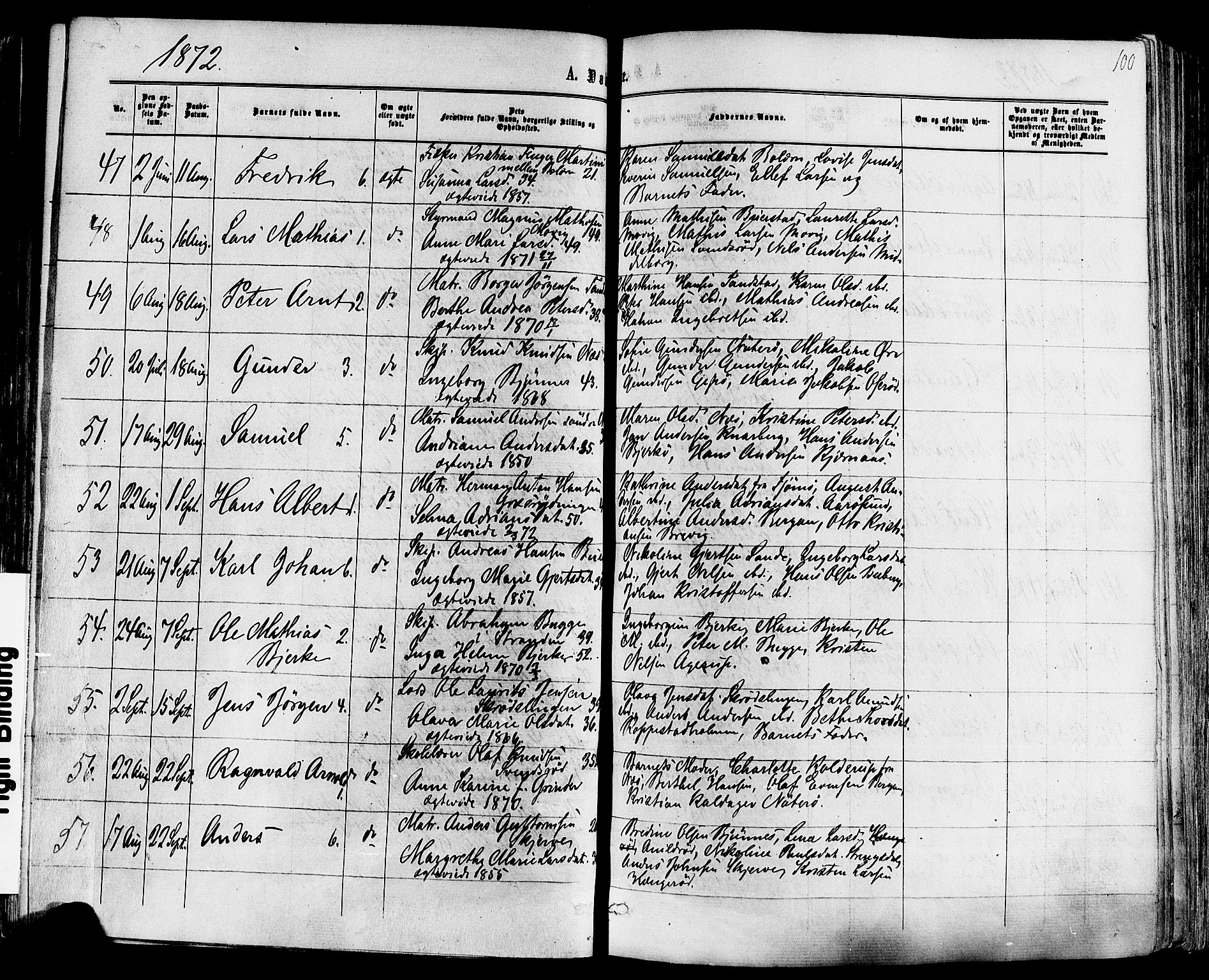 Nøtterøy kirkebøker, SAKO/A-354/F/Fa/L0007: Parish register (official) no. I 7, 1865-1877, p. 100