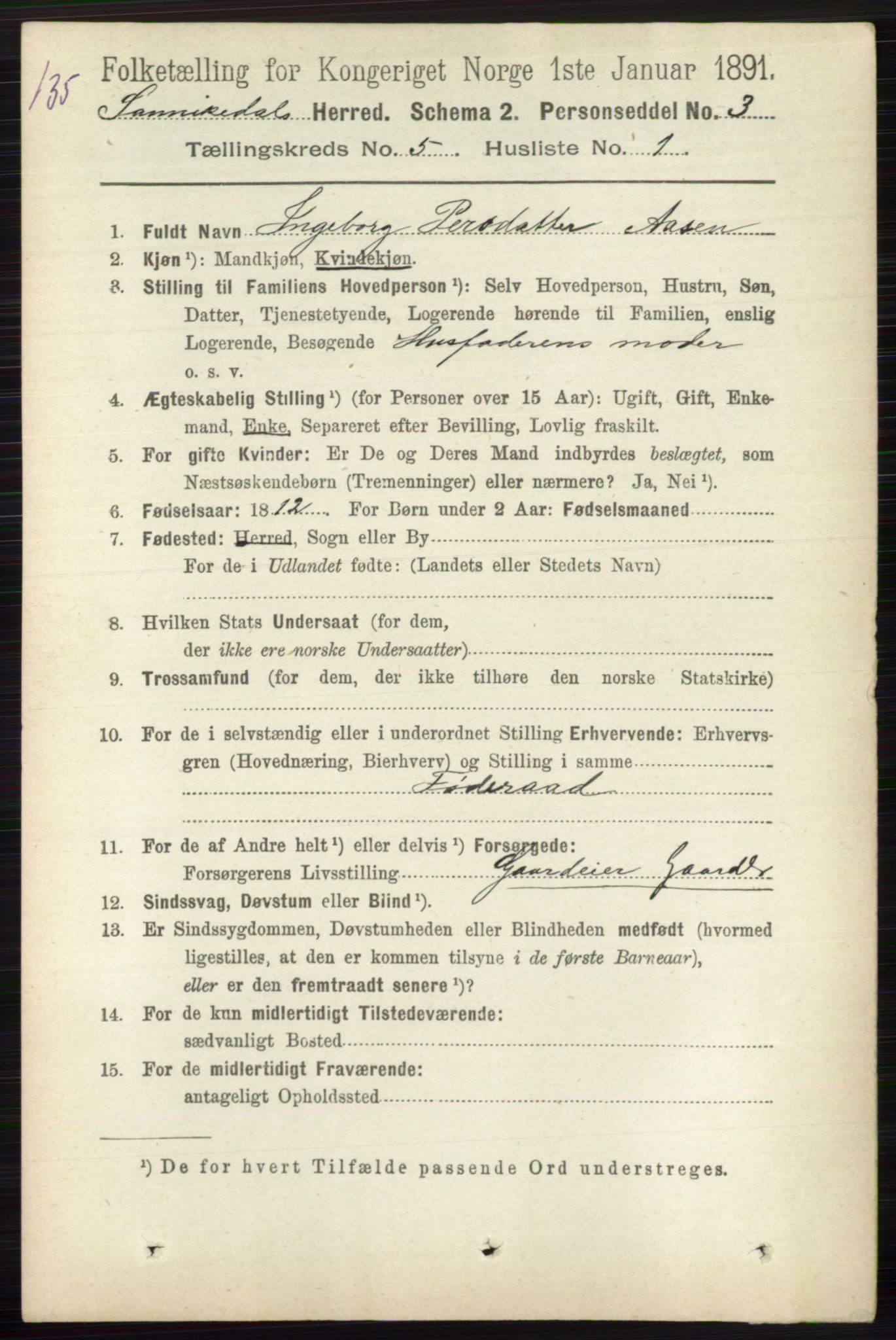 RA, 1891 census for 0816 Sannidal, 1891, p. 2042