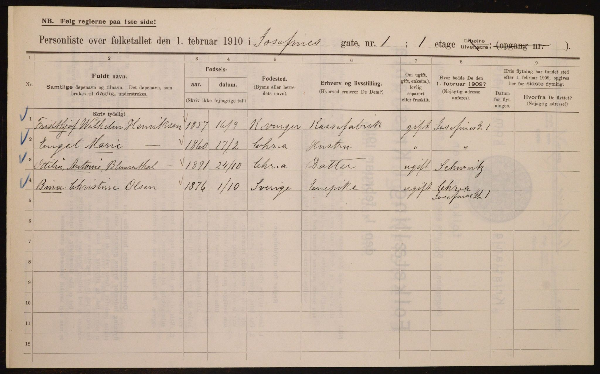 OBA, Municipal Census 1910 for Kristiania, 1910, p. 45980