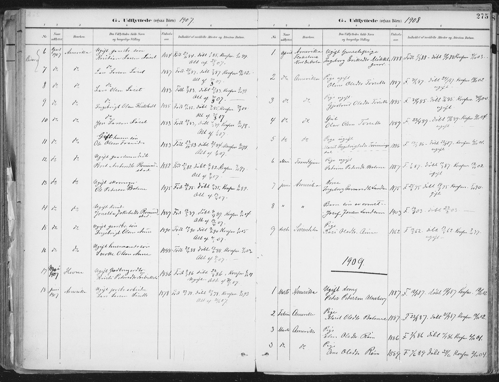 Ministerialprotokoller, klokkerbøker og fødselsregistre - Møre og Romsdal, AV/SAT-A-1454/598/L1072: Parish register (official) no. 598A06, 1896-1910, p. 275