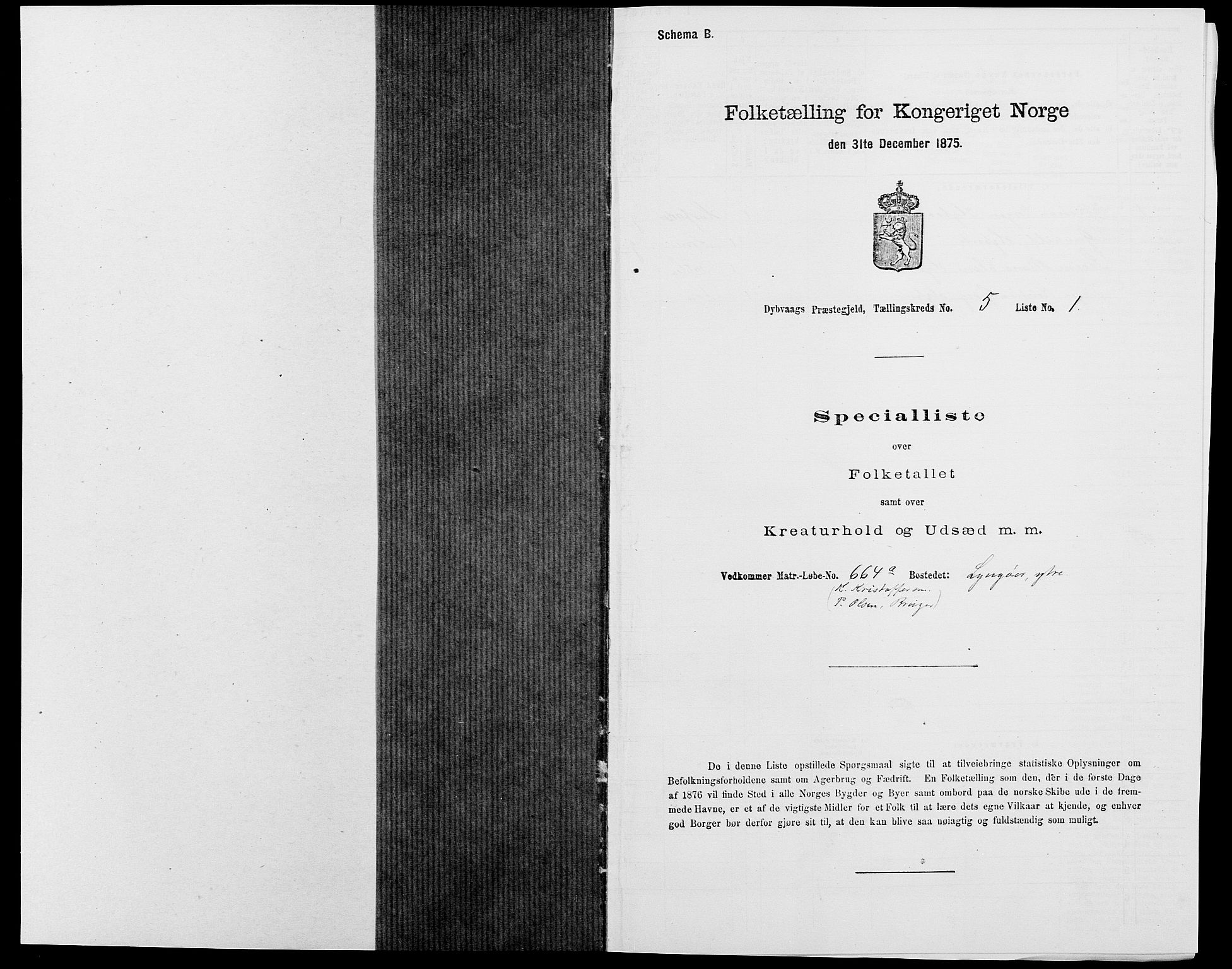 SAK, 1875 census for 0915P Dypvåg, 1875, p. 535