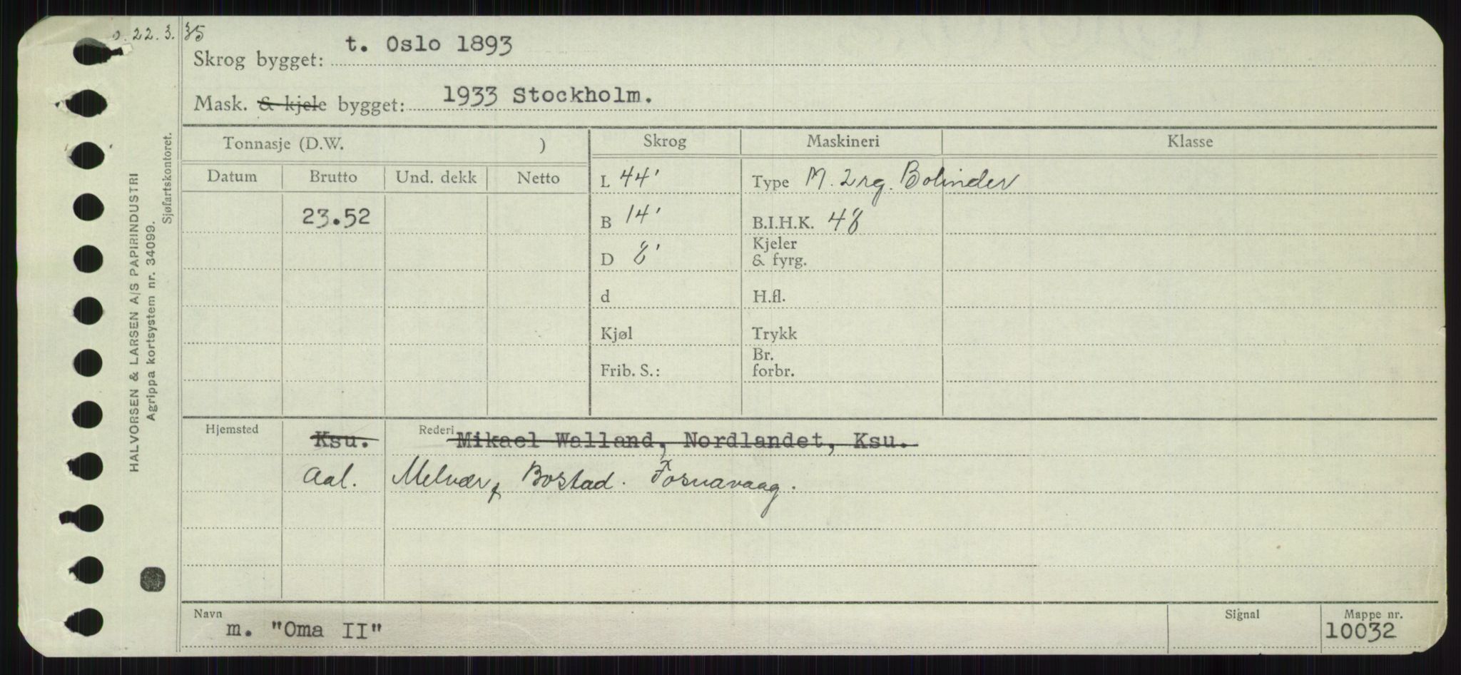 Sjøfartsdirektoratet med forløpere, Skipsmålingen, RA/S-1627/H/Ha/L0004/0002: Fartøy, Mas-R / Fartøy, Odin-R, p. 89