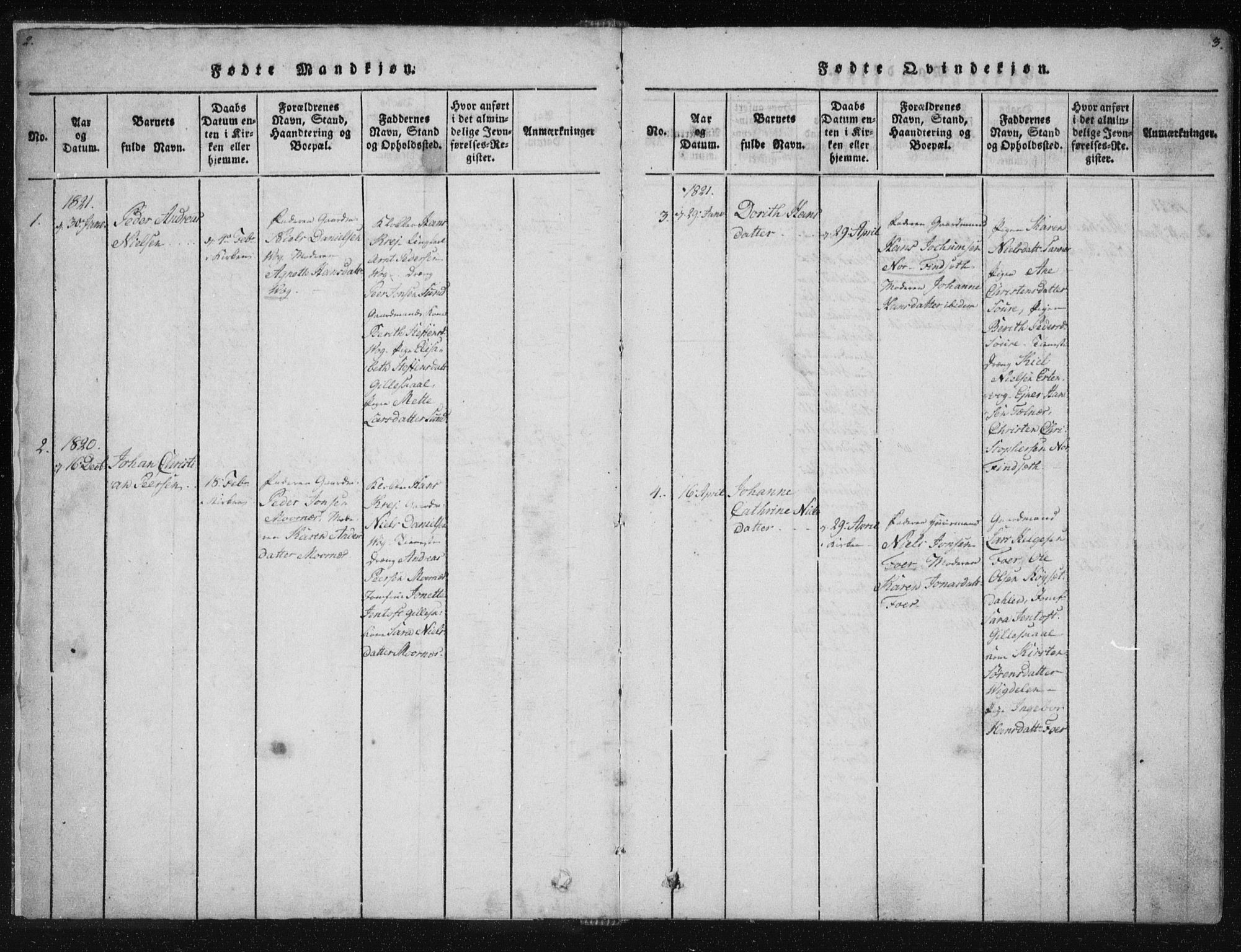 Ministerialprotokoller, klokkerbøker og fødselsregistre - Nordland, SAT/A-1459/805/L0096: Parish register (official) no. 805A03, 1820-1837, p. 2-3