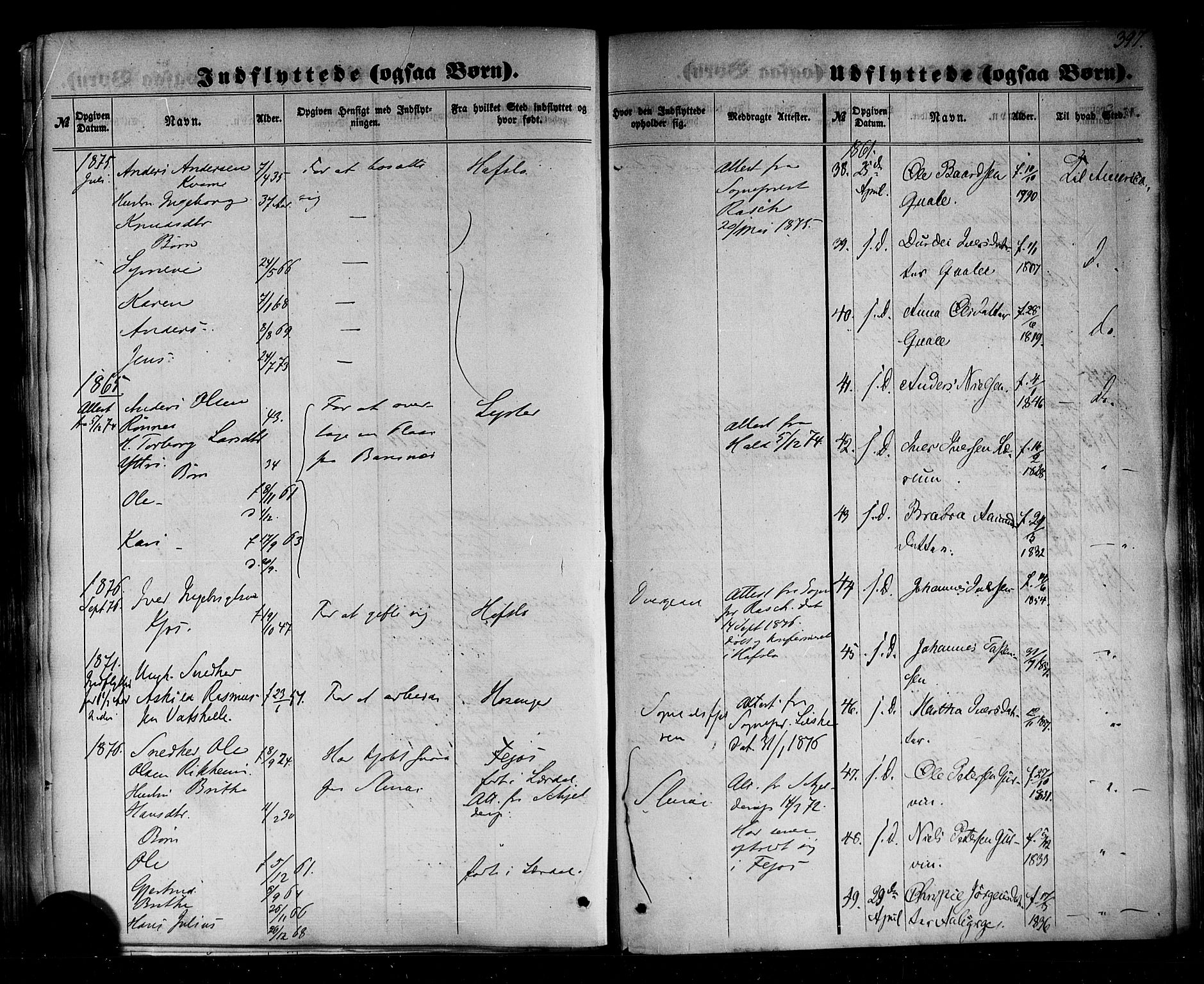 Sogndal sokneprestembete, SAB/A-81301/H/Haa/Haaa/L0013: Parish register (official) no. A 13, 1859-1877, p. 397