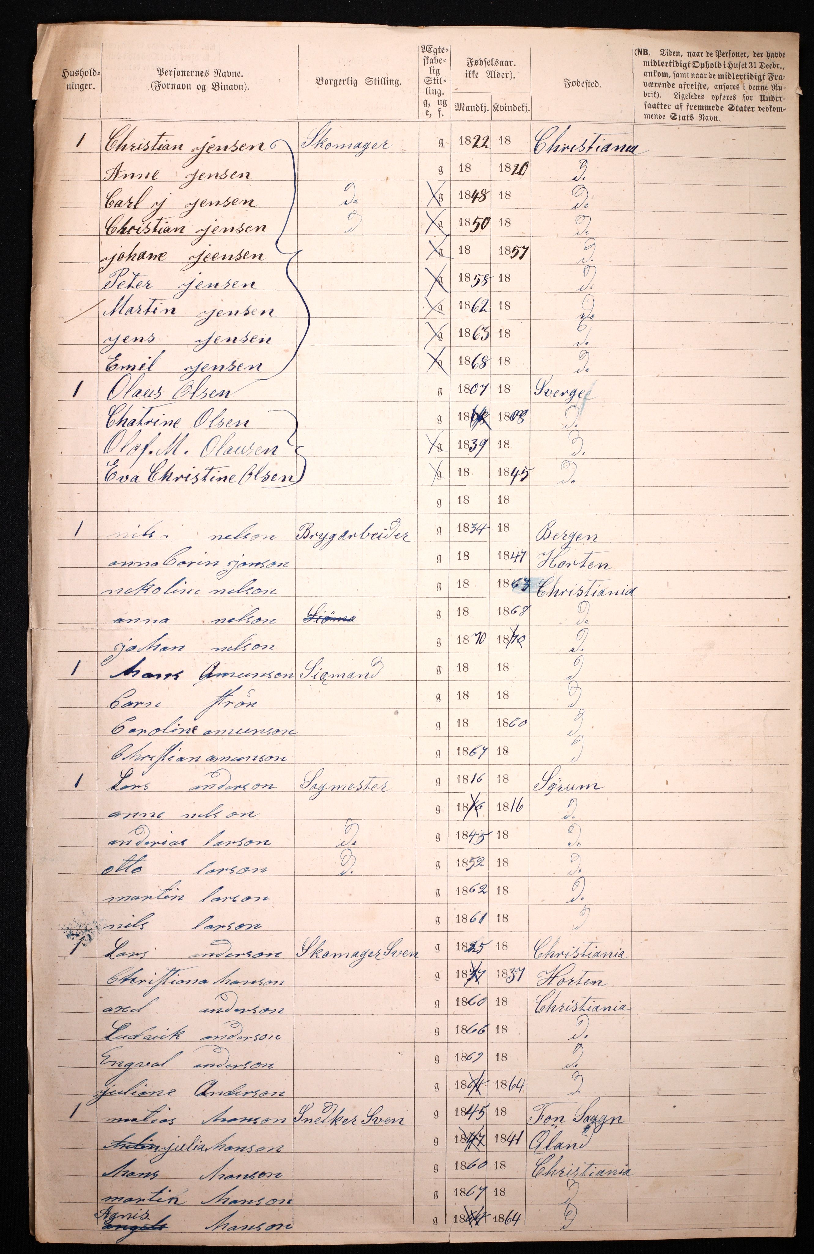 RA, 1870 census for 0301 Kristiania, 1870, p. 867