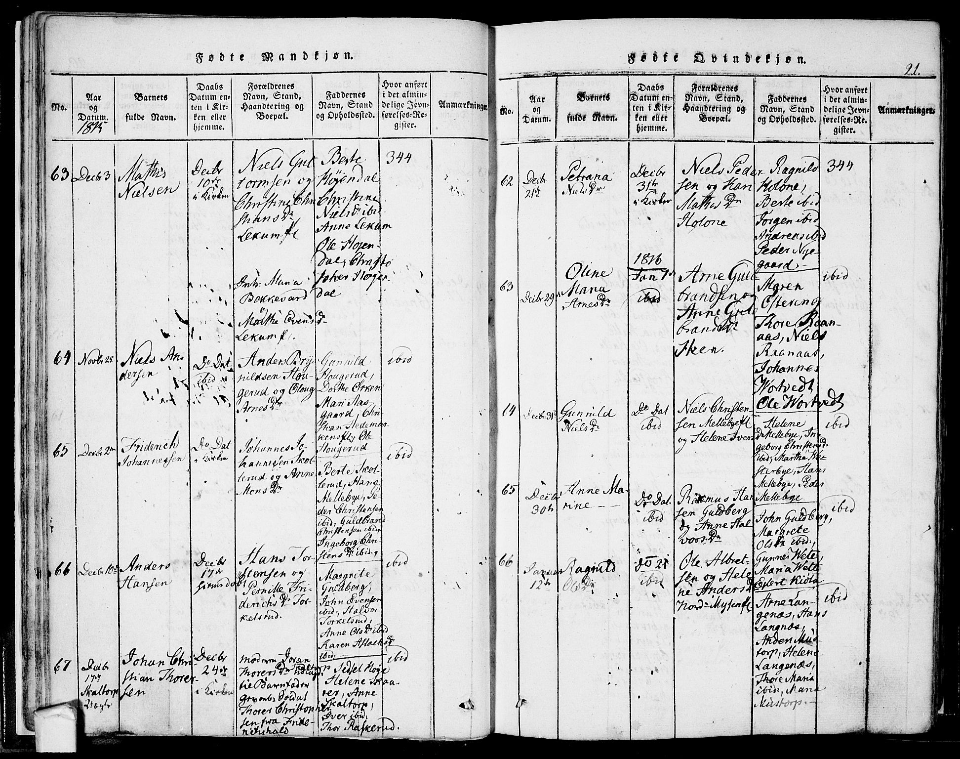 Eidsberg prestekontor Kirkebøker, SAO/A-10905/F/Fa/L0007: Parish register (official) no. I 7, 1814-1832, p. 21