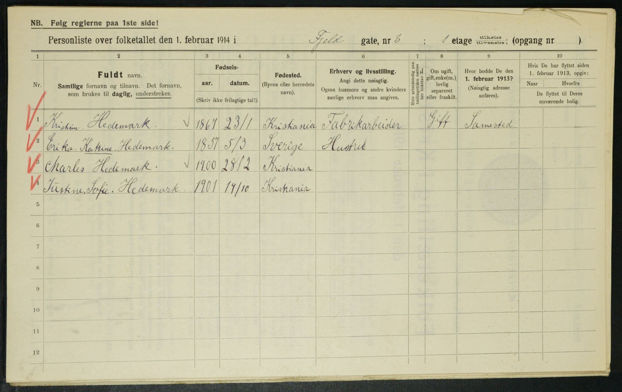 OBA, Municipal Census 1914 for Kristiania, 1914, p. 24452