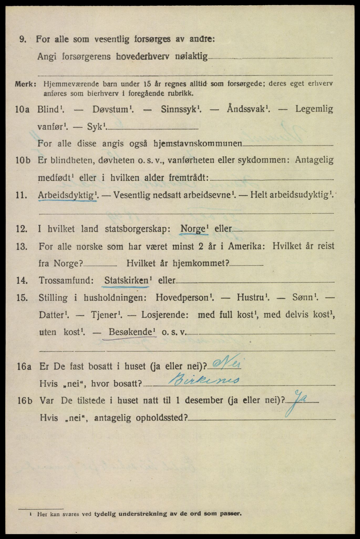 SAK, 1920 census for Vennesla, 1920, p. 7207