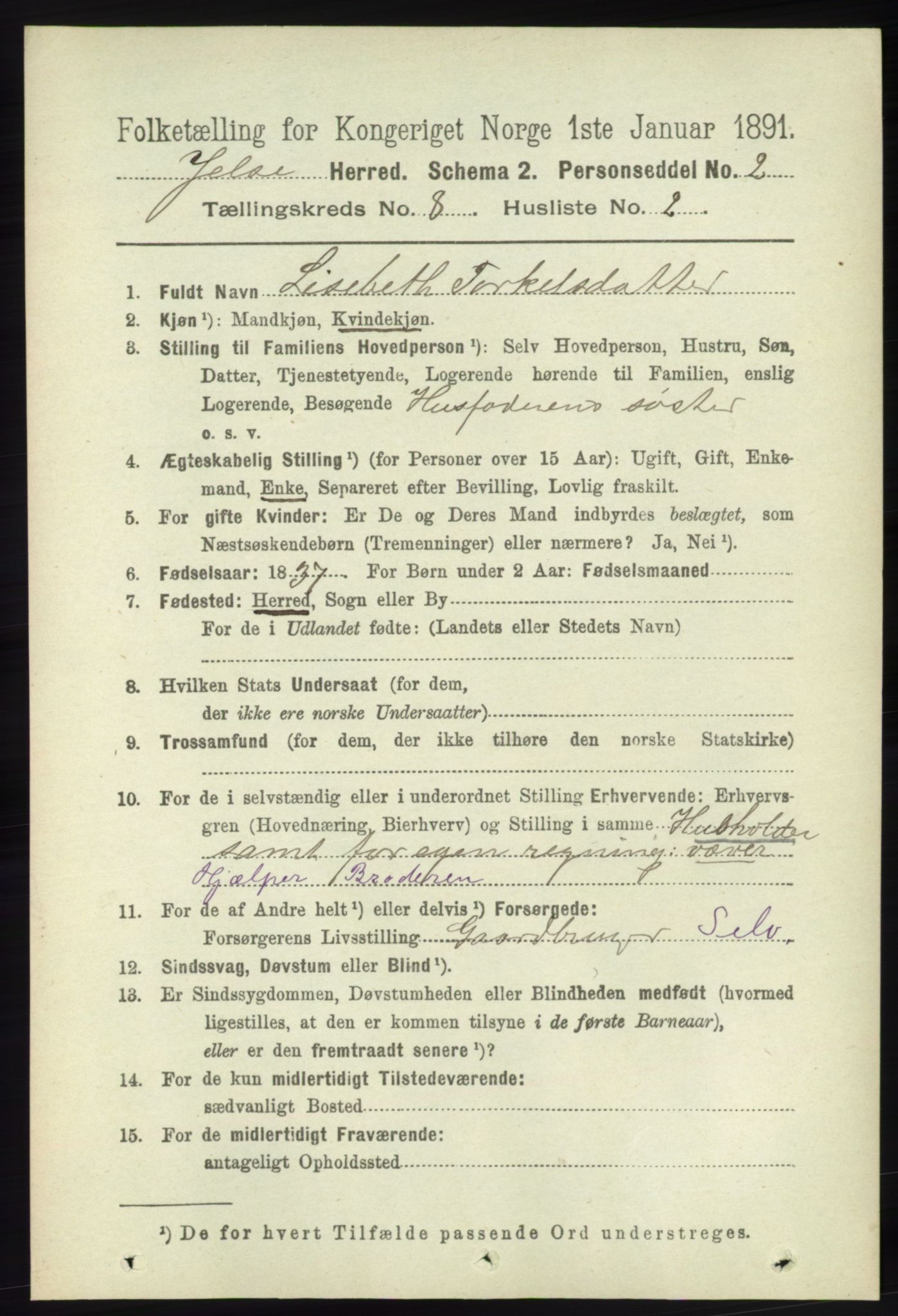 RA, 1891 census for 1138 Jelsa, 1891, p. 1812