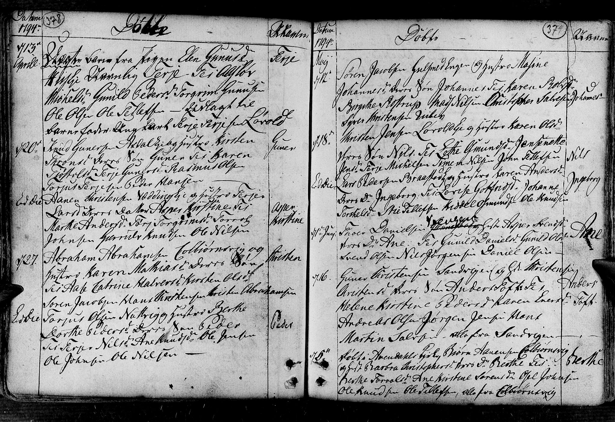 Øyestad sokneprestkontor, AV/SAK-1111-0049/F/Fa/L0008: Parish register (official) no. A 8, 1777-1804, p. 378-379