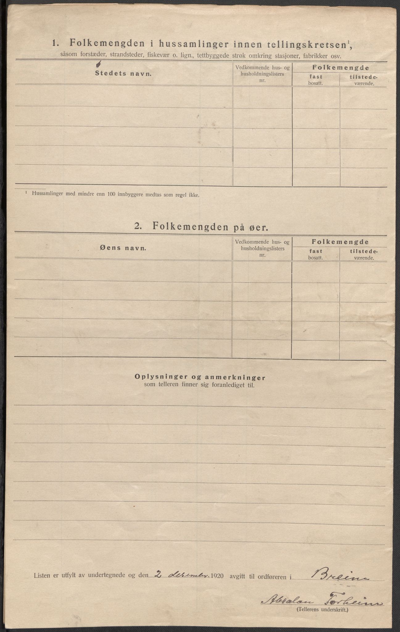 SAB, 1920 census for Breim, 1920, p. 21