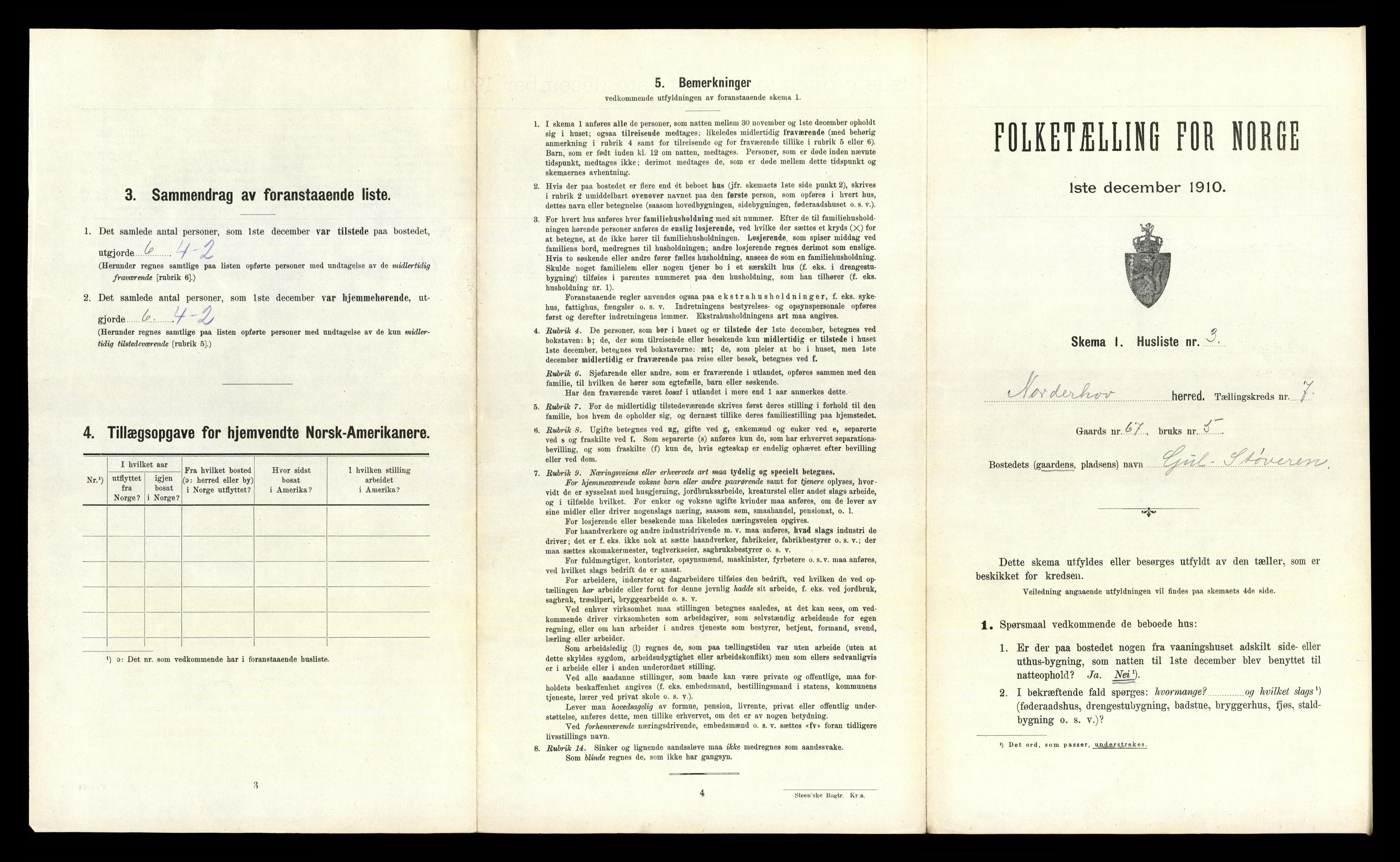 RA, 1910 census for Norderhov, 1910, p. 1572