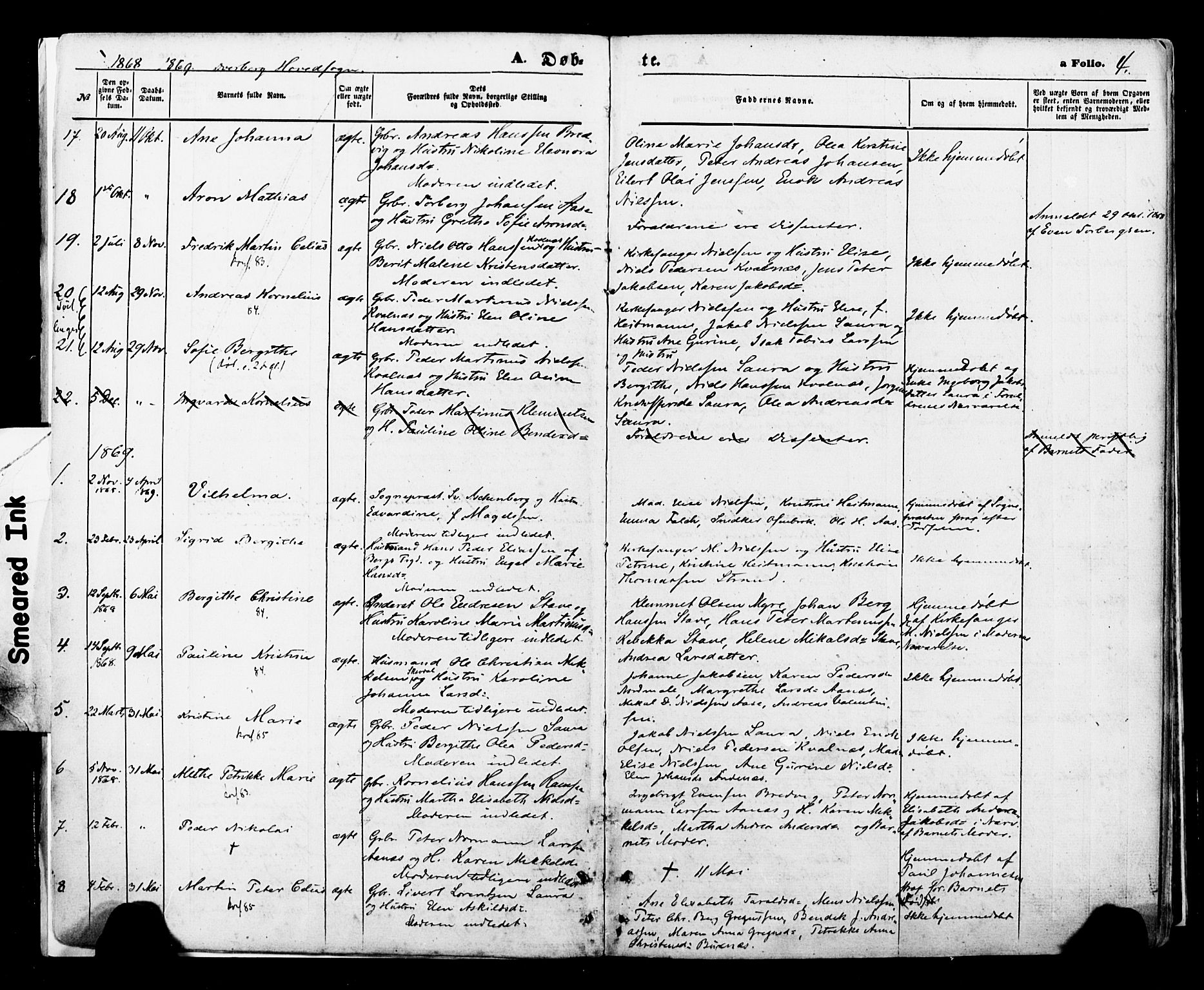 Ministerialprotokoller, klokkerbøker og fødselsregistre - Nordland, AV/SAT-A-1459/897/L1397: Parish register (official) no. 897A05 /1, 1867-1880, p. 4