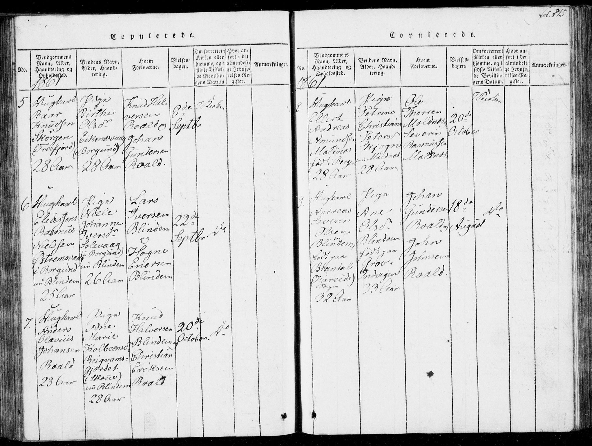 Ministerialprotokoller, klokkerbøker og fødselsregistre - Møre og Romsdal, SAT/A-1454/537/L0517: Parish register (official) no. 537A01, 1818-1862, p. 215