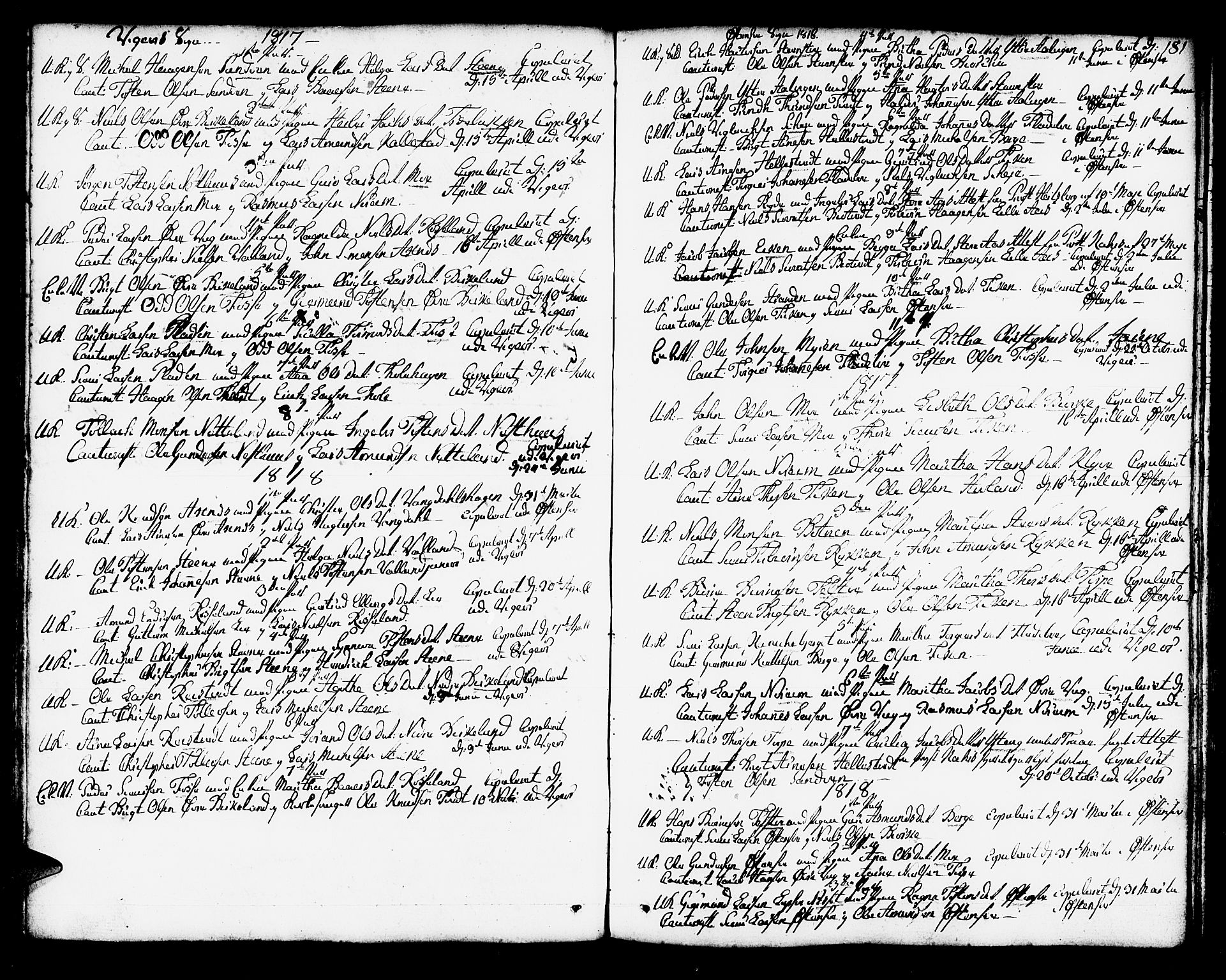 Kvam sokneprestembete, SAB/A-76201/H/Haa: Parish register (official) no. A 5, 1796-1832, p. 181