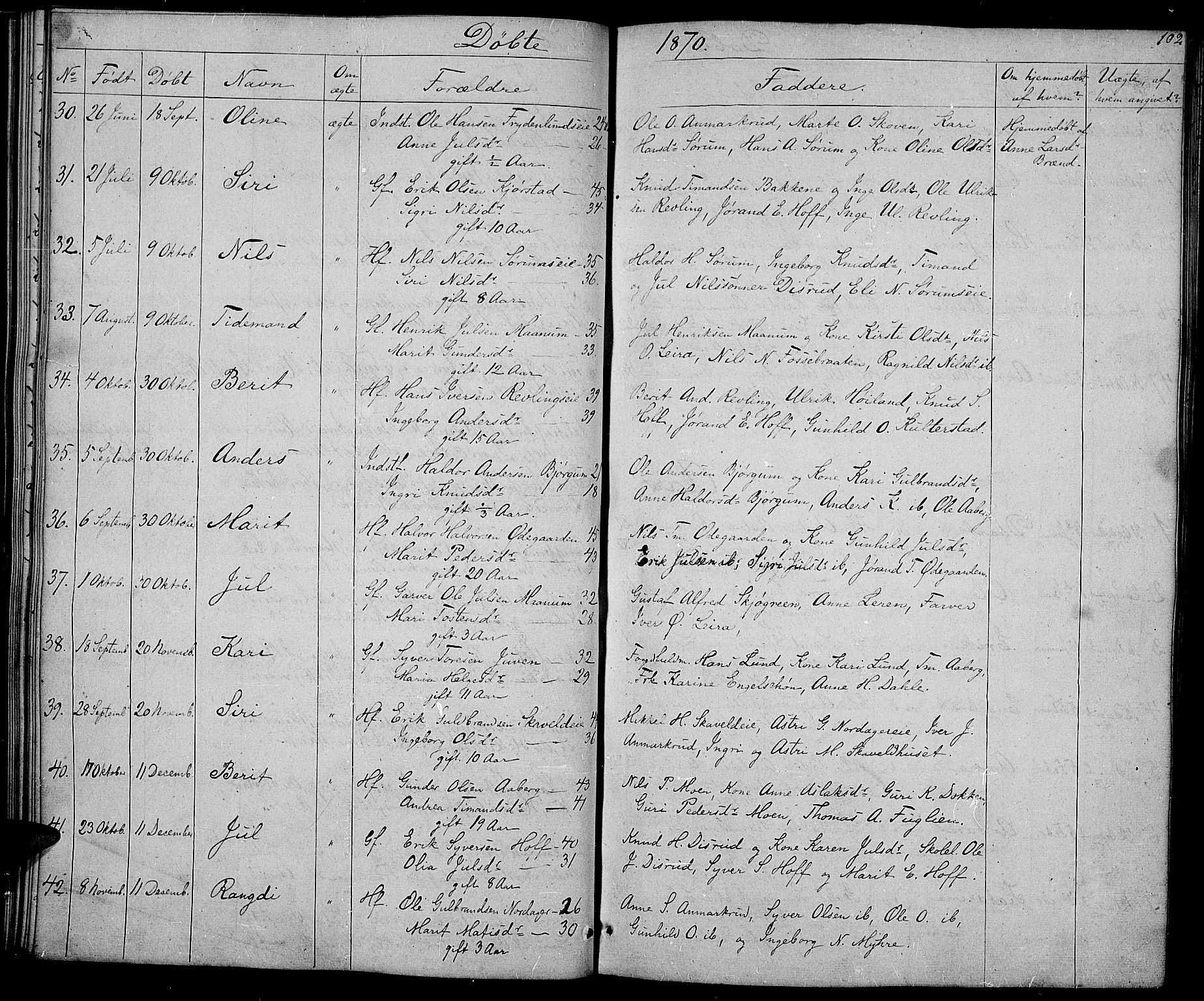 Nord-Aurdal prestekontor, SAH/PREST-132/H/Ha/Hab/L0002: Parish register (copy) no. 2, 1842-1877, p. 102