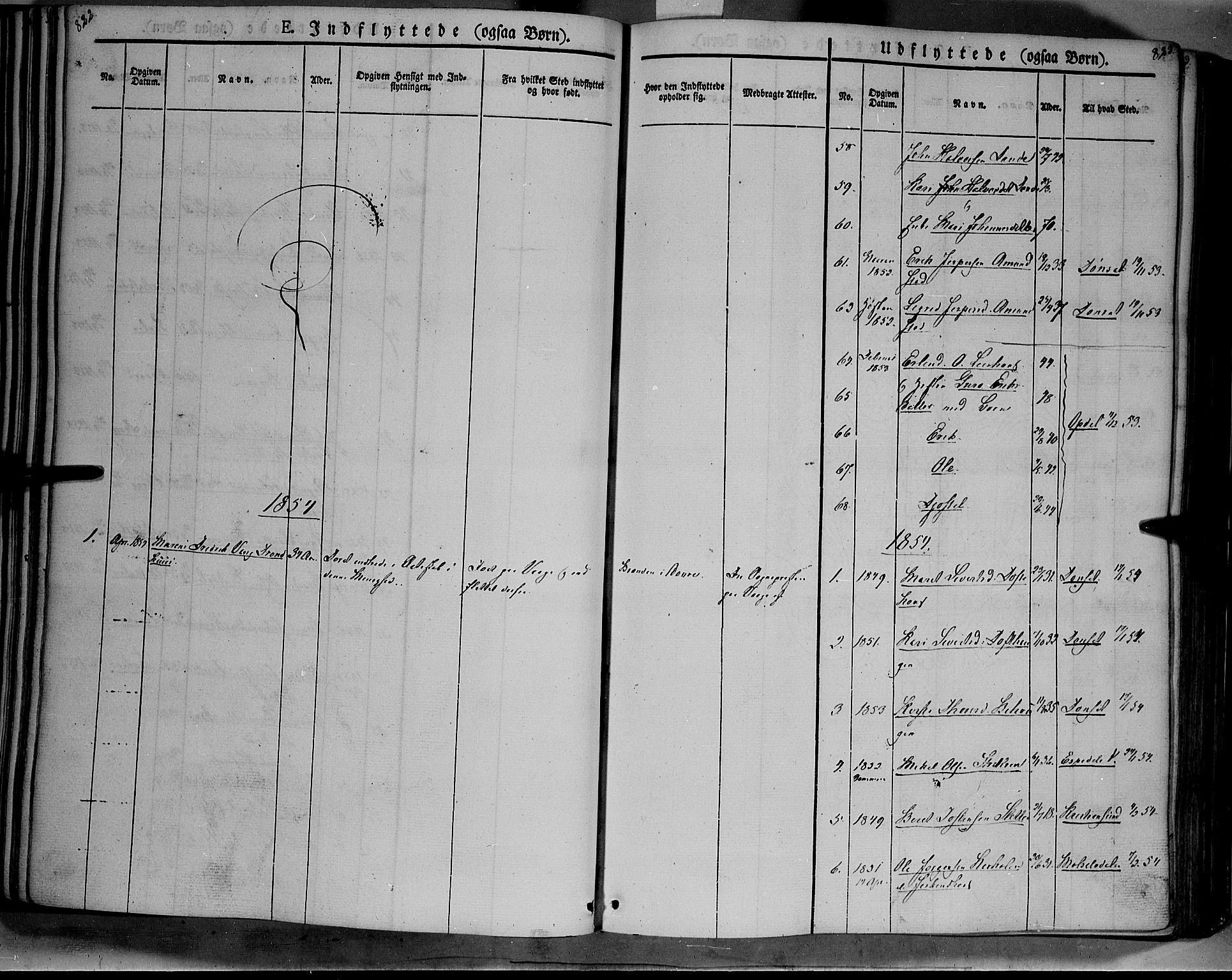 Lesja prestekontor, AV/SAH-PREST-068/H/Ha/Haa/L0006: Parish register (official) no. 6B, 1843-1854, p. 822-823