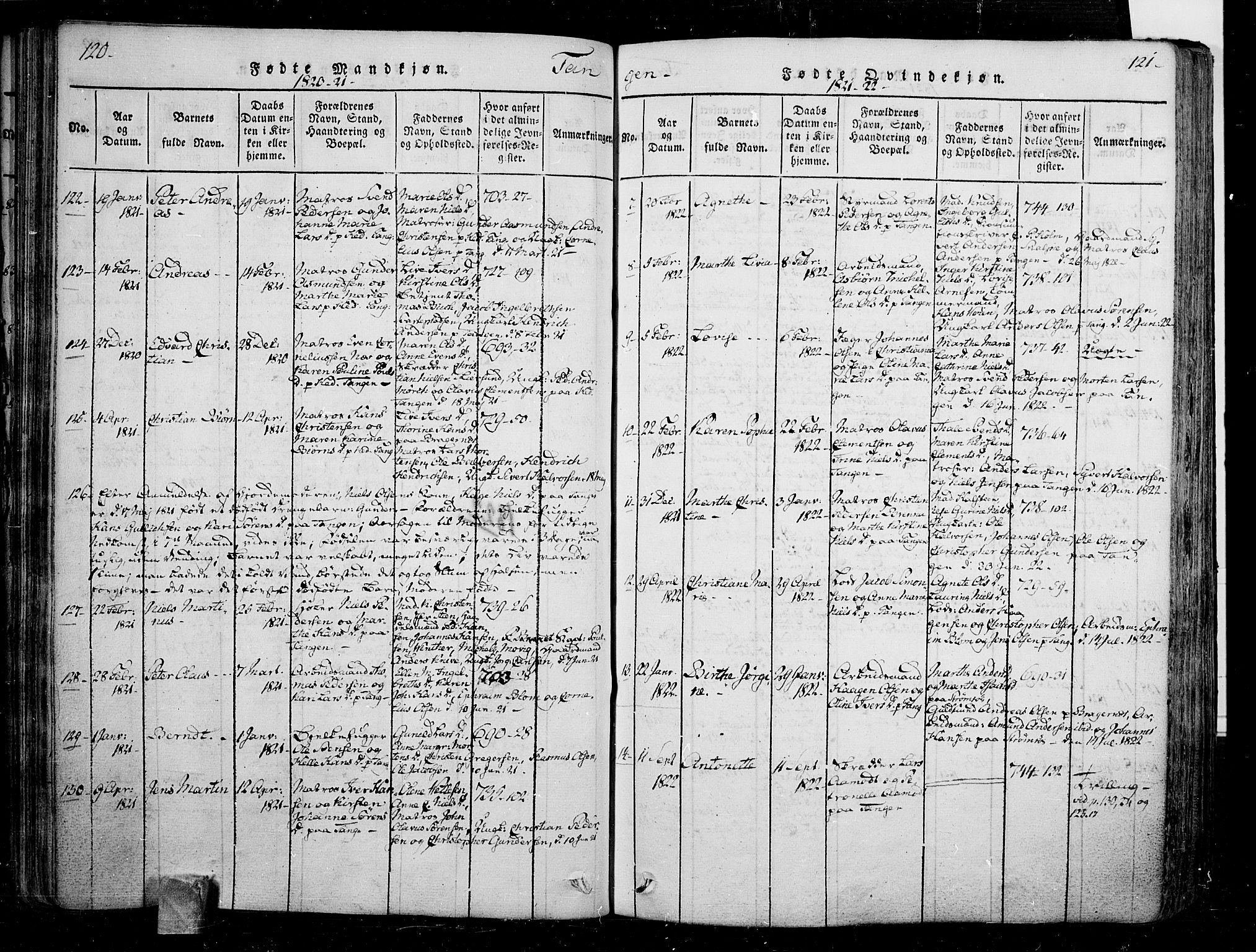 Skoger kirkebøker, AV/SAKO-A-59/F/Fa/L0002: Parish register (official) no. I 2 /2, 1814-1842, p. 120-121