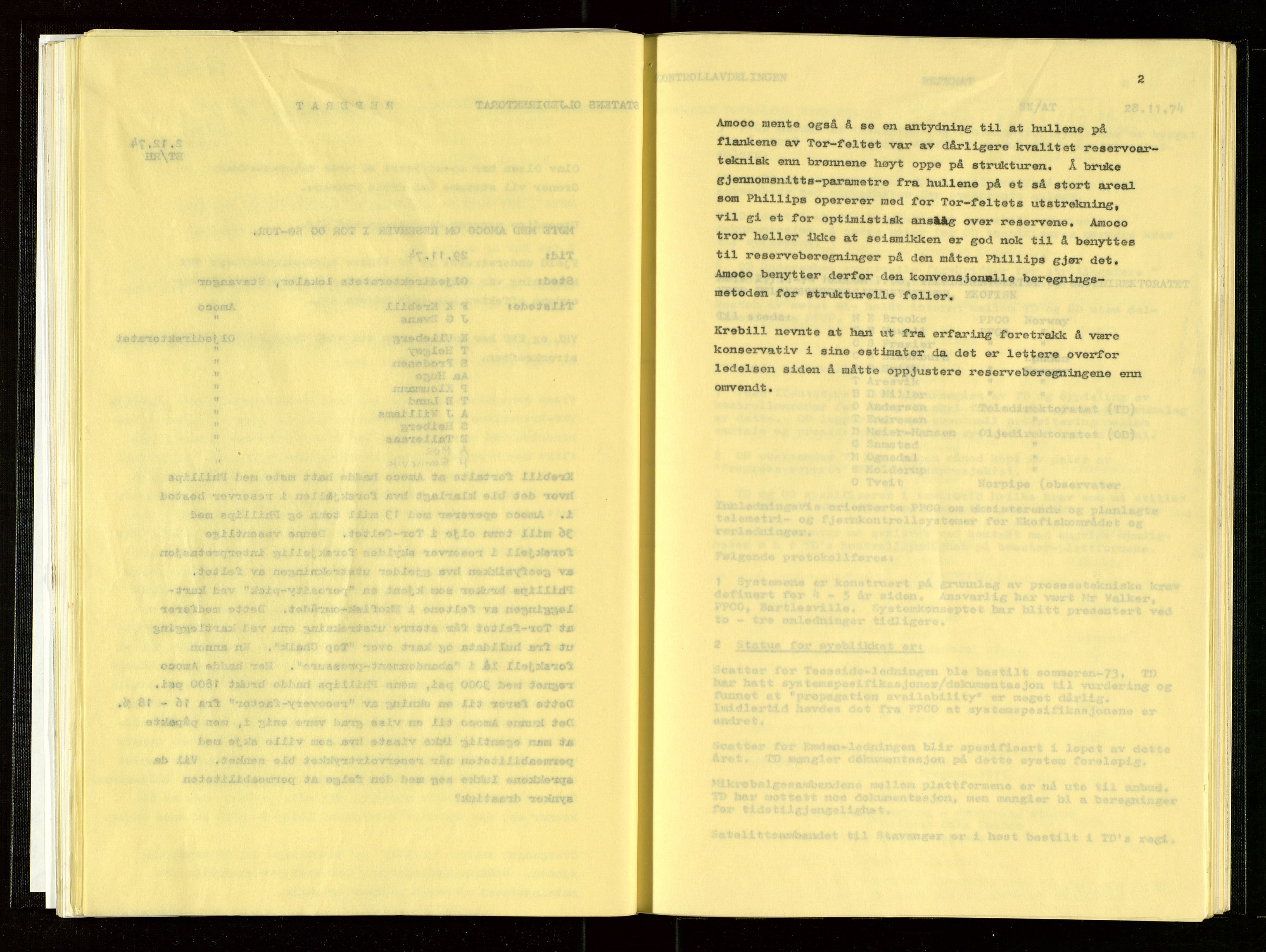 Oljedirektoratet, AV/SAST-A-101366/Aa/L0003: Referatprotokoller, 1974