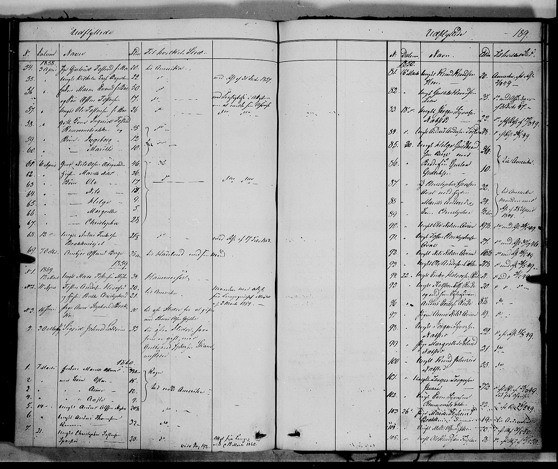 Vang prestekontor, Valdres, SAH/PREST-140/H/Ha/L0006: Parish register (official) no. 6, 1846-1864, p. 189