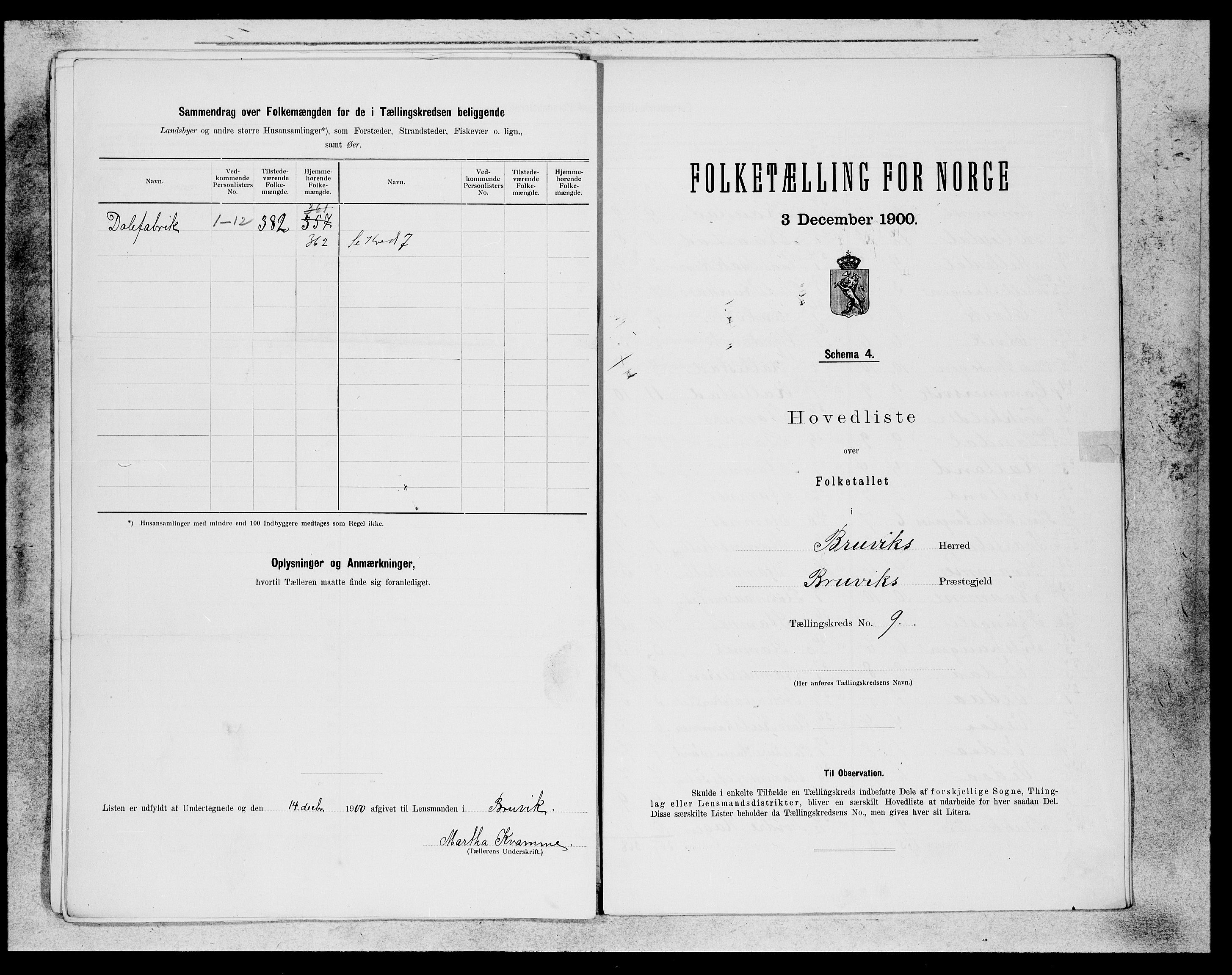 SAB, 1900 census for Bruvik, 1900, p. 17