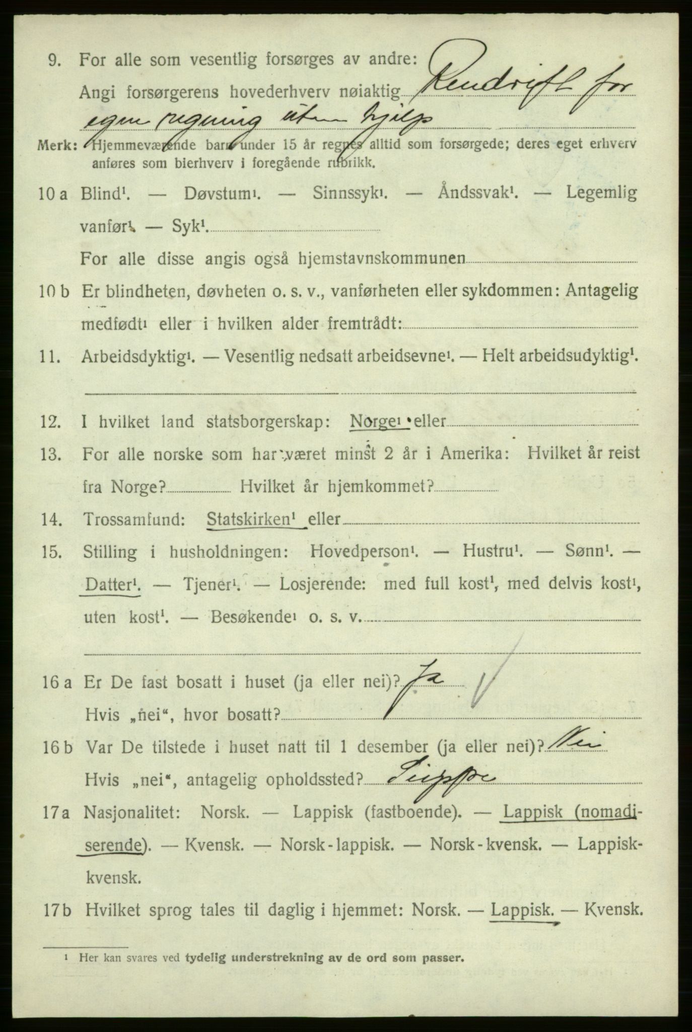 SATØ, 1920 census for Kautokeino, 1920, p. 1462