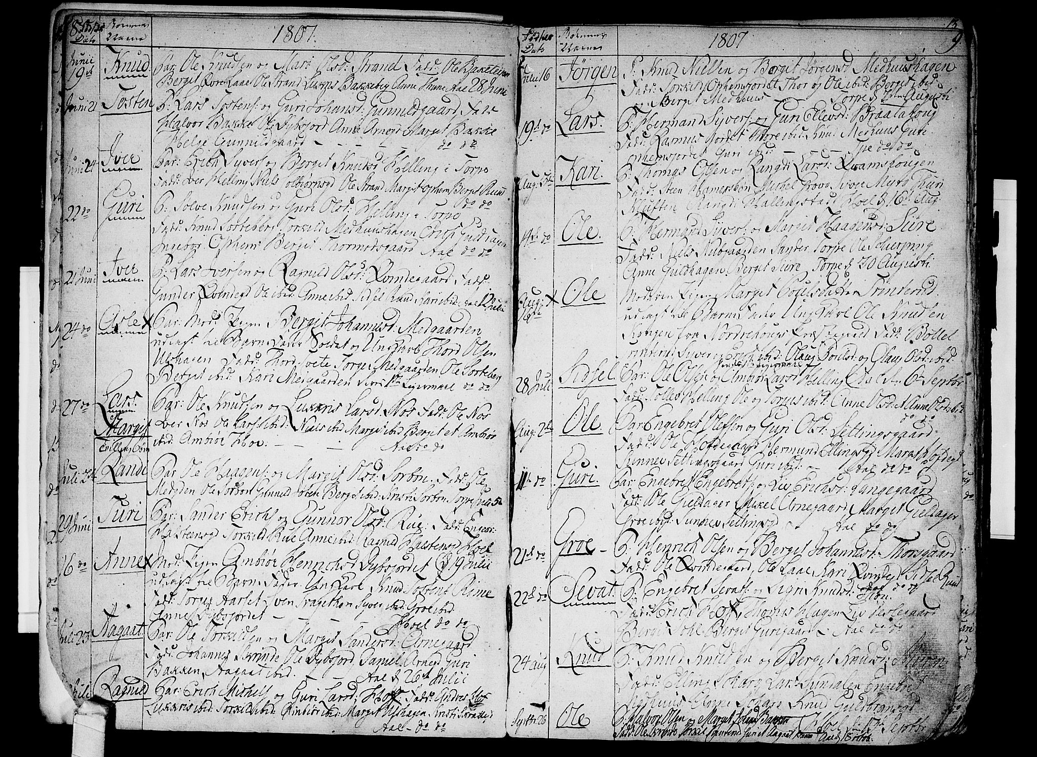 Ål kirkebøker, AV/SAKO-A-249/F/Fa/L0003: Parish register (official) no. I 3, 1807-1814, p. 8-9