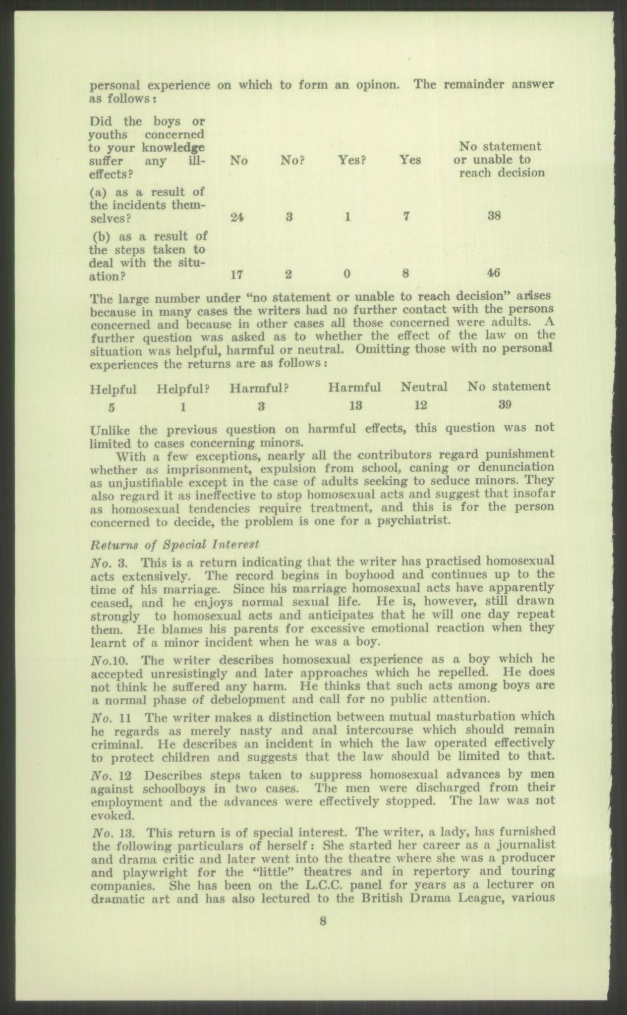 Justisdepartementet, Lovavdelingen, AV/RA-S-3212/D/De/L0029/0001: Straffeloven / Straffelovens revisjon: 5 - Ot. prp. nr.  41 - 1945: Homoseksualiet. 3 mapper, 1956-1970, p. 104