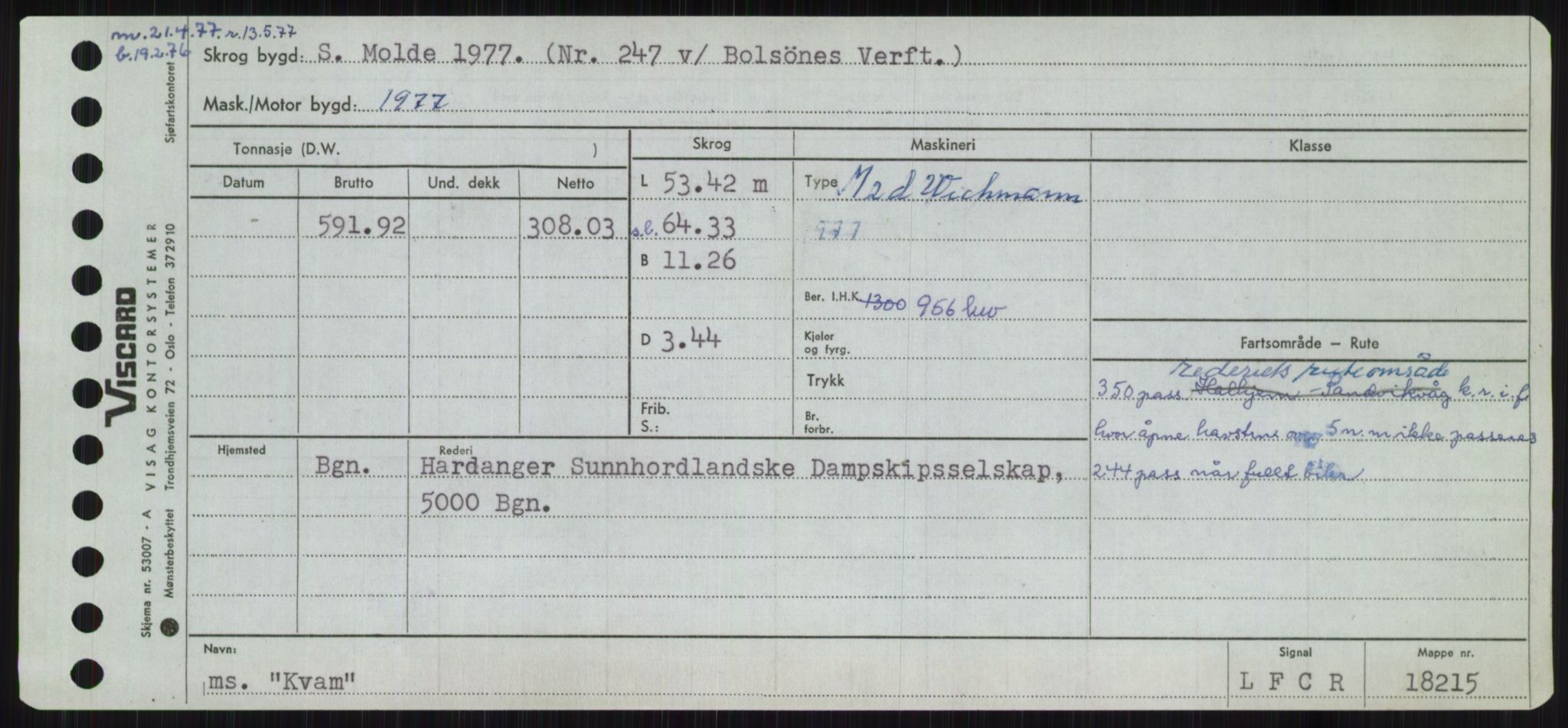 Sjøfartsdirektoratet med forløpere, Skipsmålingen, RA/S-1627/H/Ha/L0003/0002: Fartøy, Hilm-Mar / Fartøy, Kom-Mar, p. 131