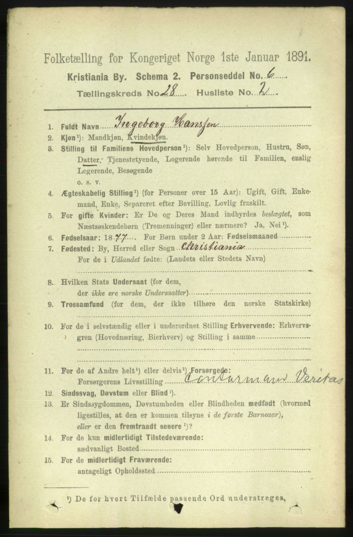 RA, 1891 census for 0301 Kristiania, 1891, p. 14329