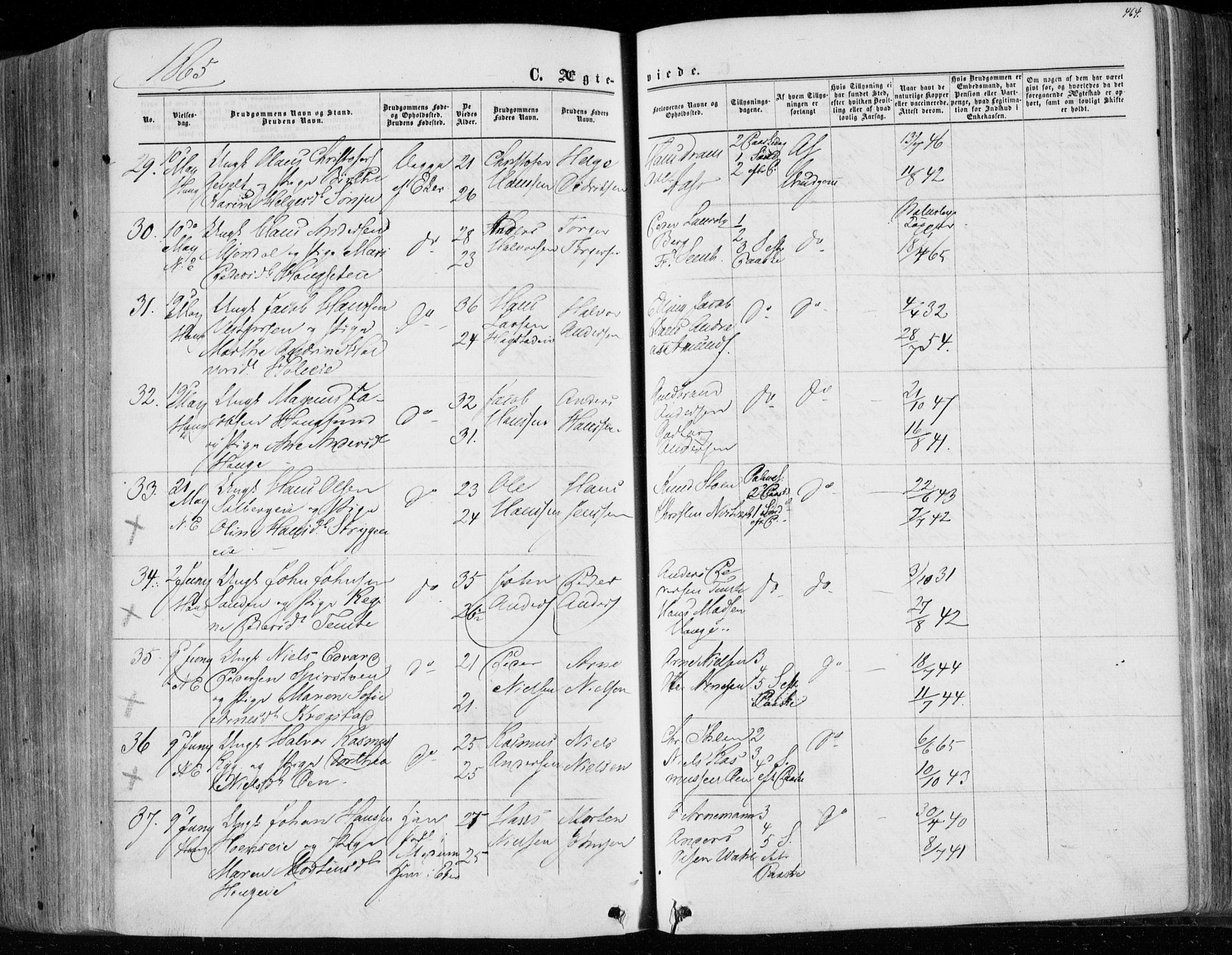 Eiker kirkebøker, AV/SAKO-A-4/F/Fa/L0016: Parish register (official) no. I 16, 1860-1868, p. 464