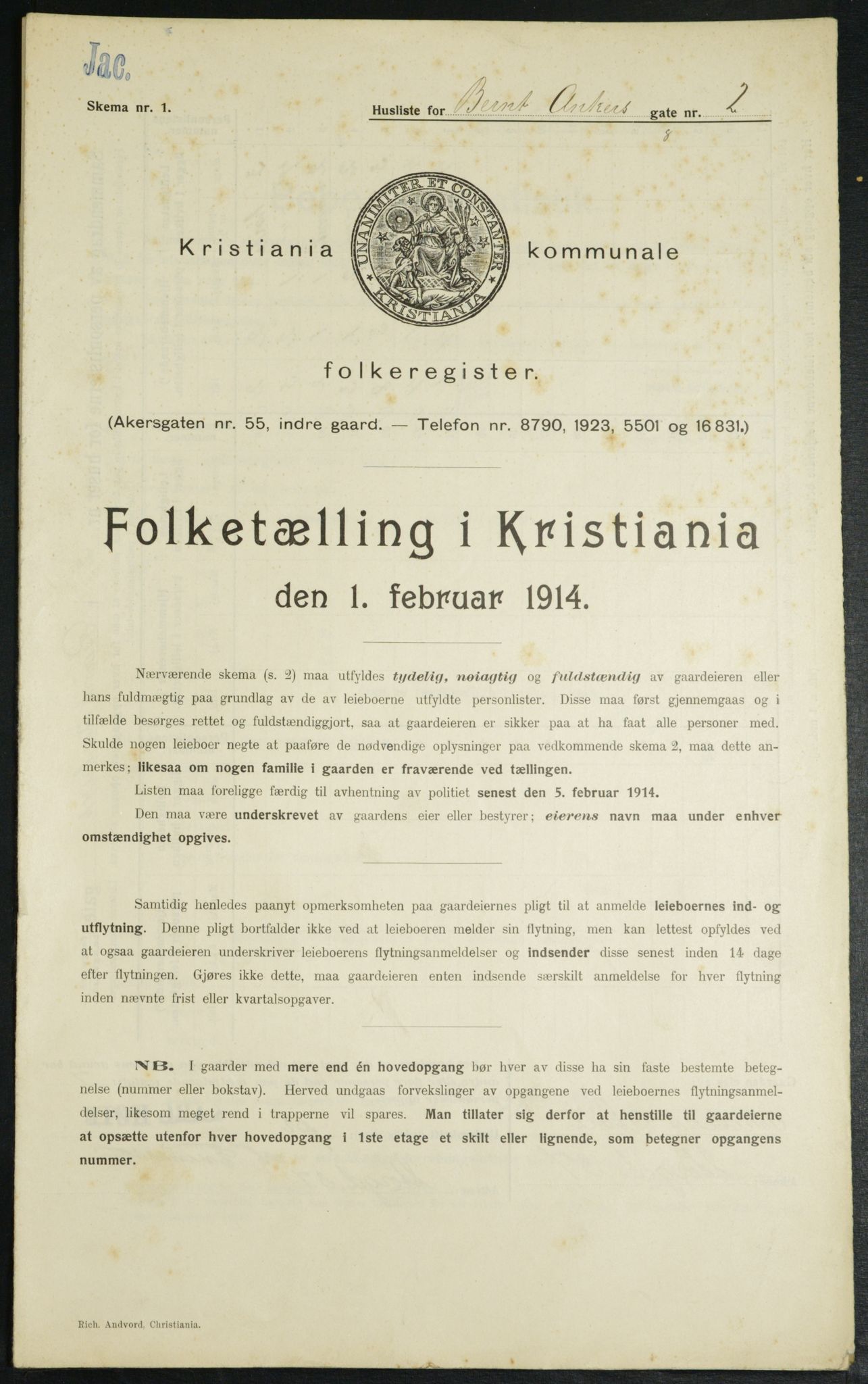 OBA, Municipal Census 1914 for Kristiania, 1914, p. 4563