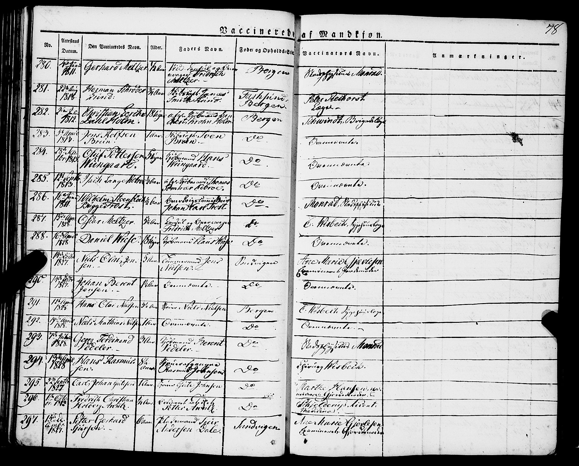 Korskirken sokneprestembete, SAB/A-76101/H/Haa/L0050: Parish register (official) no. F 1, 1821-1869, p. 78
